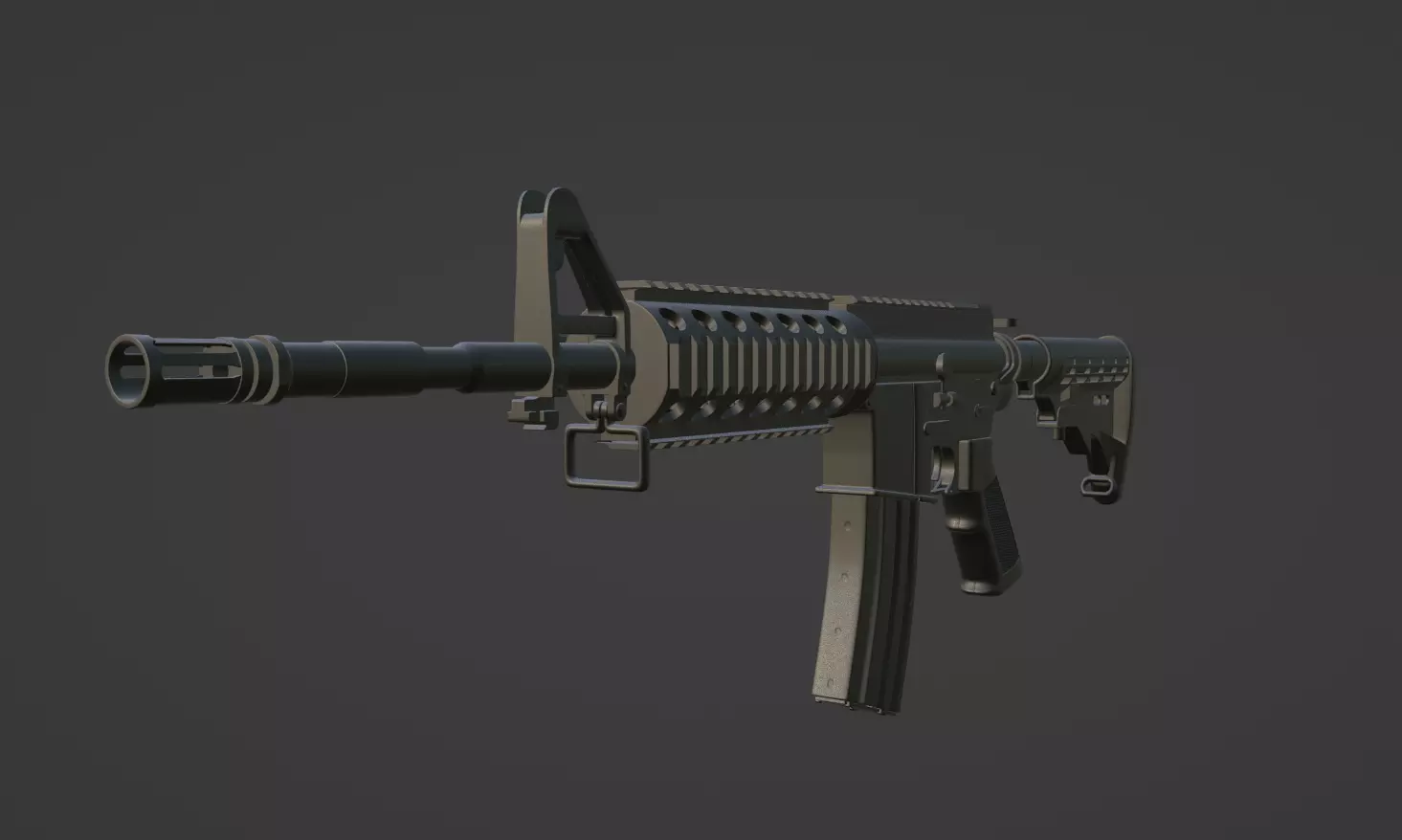 Game Ready Rigged M4 Gun Low-poly 3D model_0