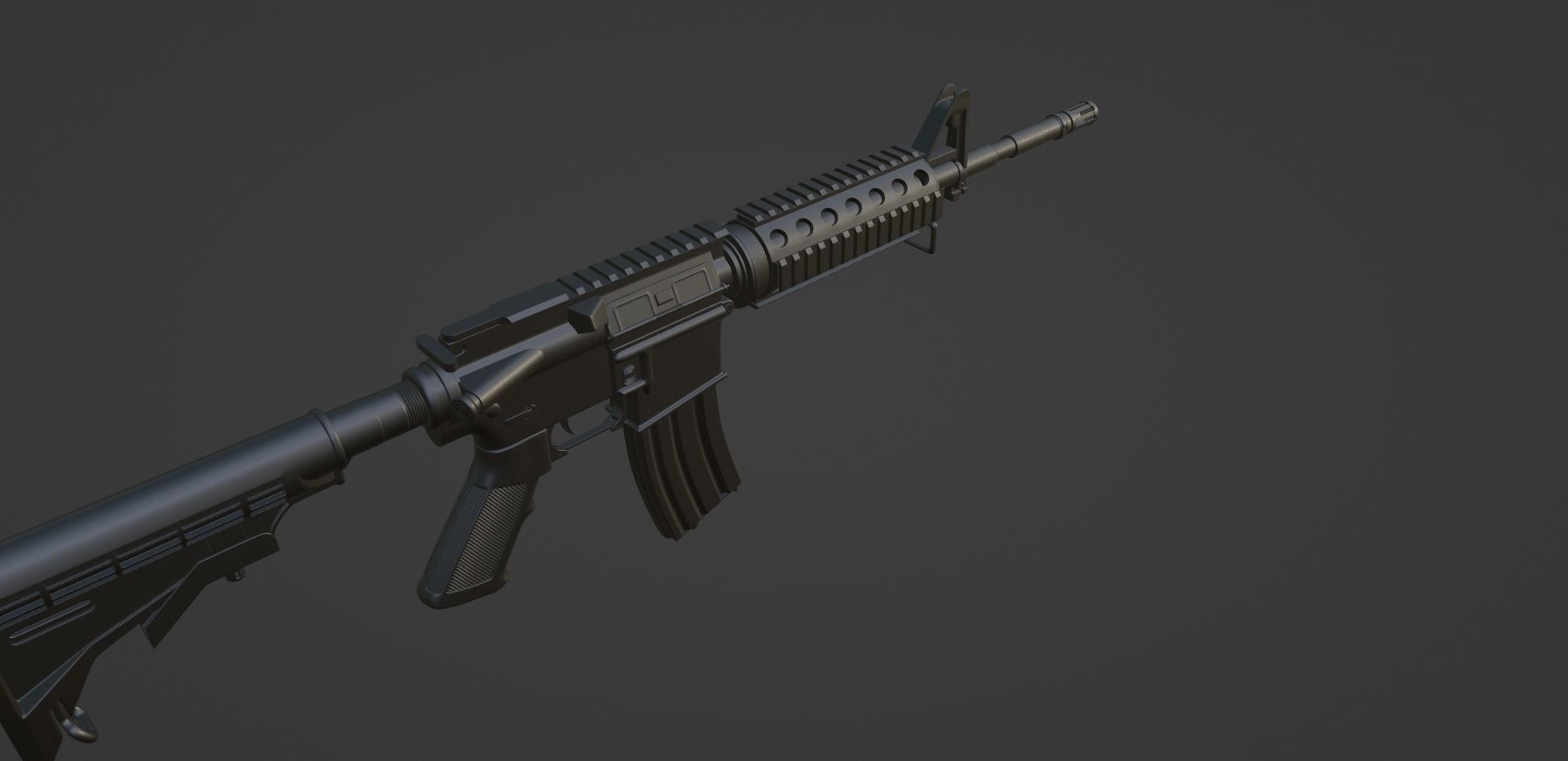 Game Ready Rigged M4 Gun Low-poly 3D model_1