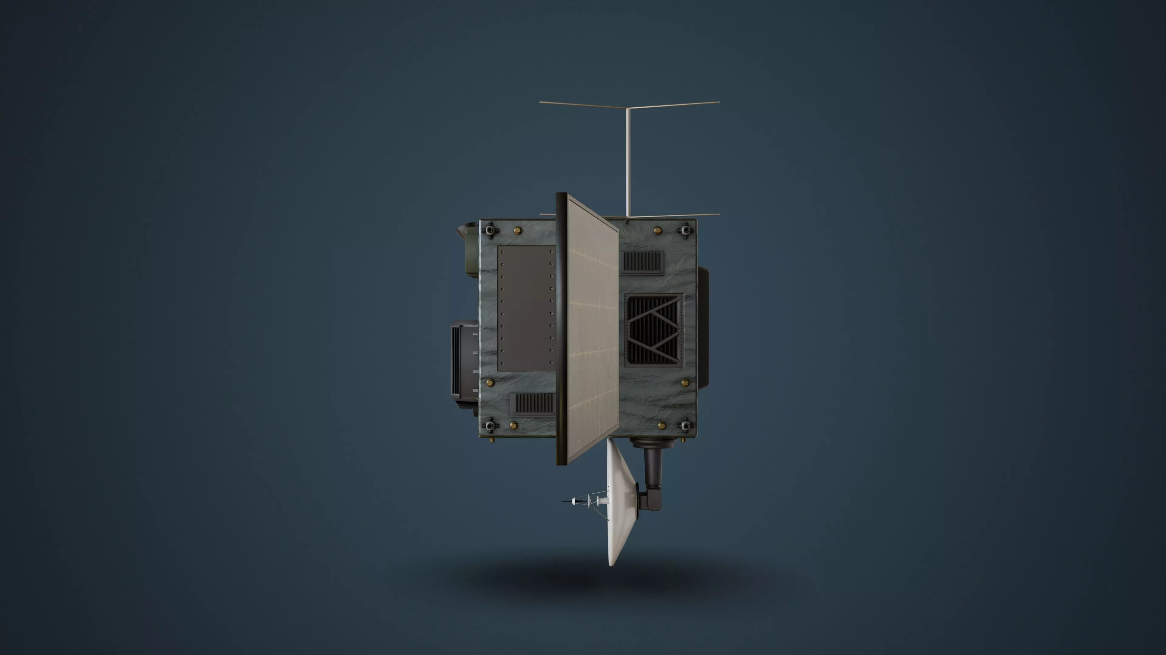 Surveillance Satellite Low-poly 3D model_6