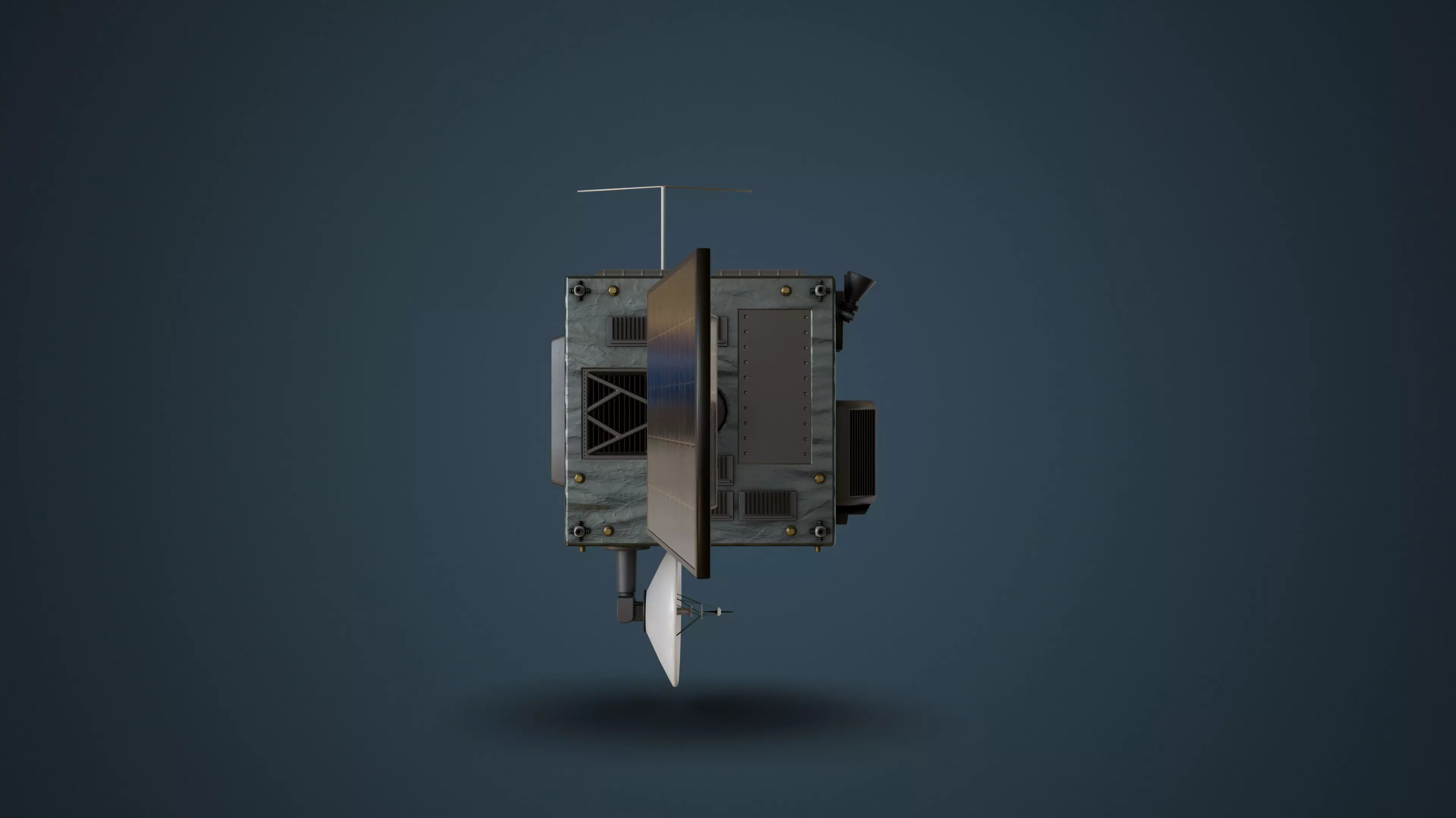 Surveillance Satellite Low-poly 3D model_7