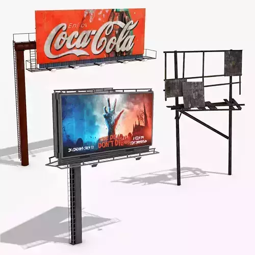 Lowpolygonal Street Billboards 3D Models