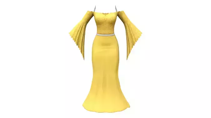 Strapless Long Evening Dress With Angle Sleeves