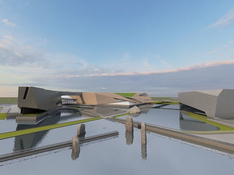 Museum futuristic building in desert 3D model_18