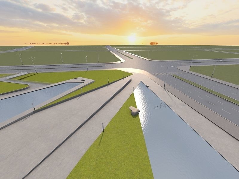 Museum futuristic building in desert 3D model_20