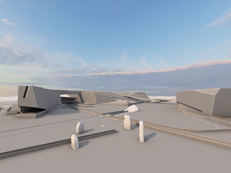 Museum futuristic building in desert 3D model_31