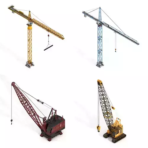 4 Construction Tower Cranes Pack