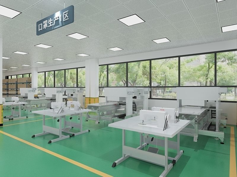 Protective Mask Production Workshop 3D model_11