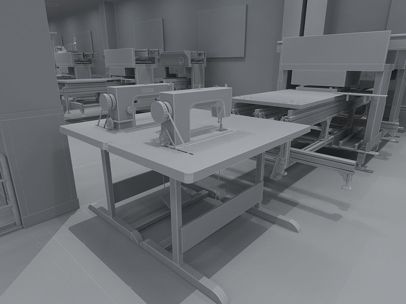 Protective Mask Production Workshop 3D model_35