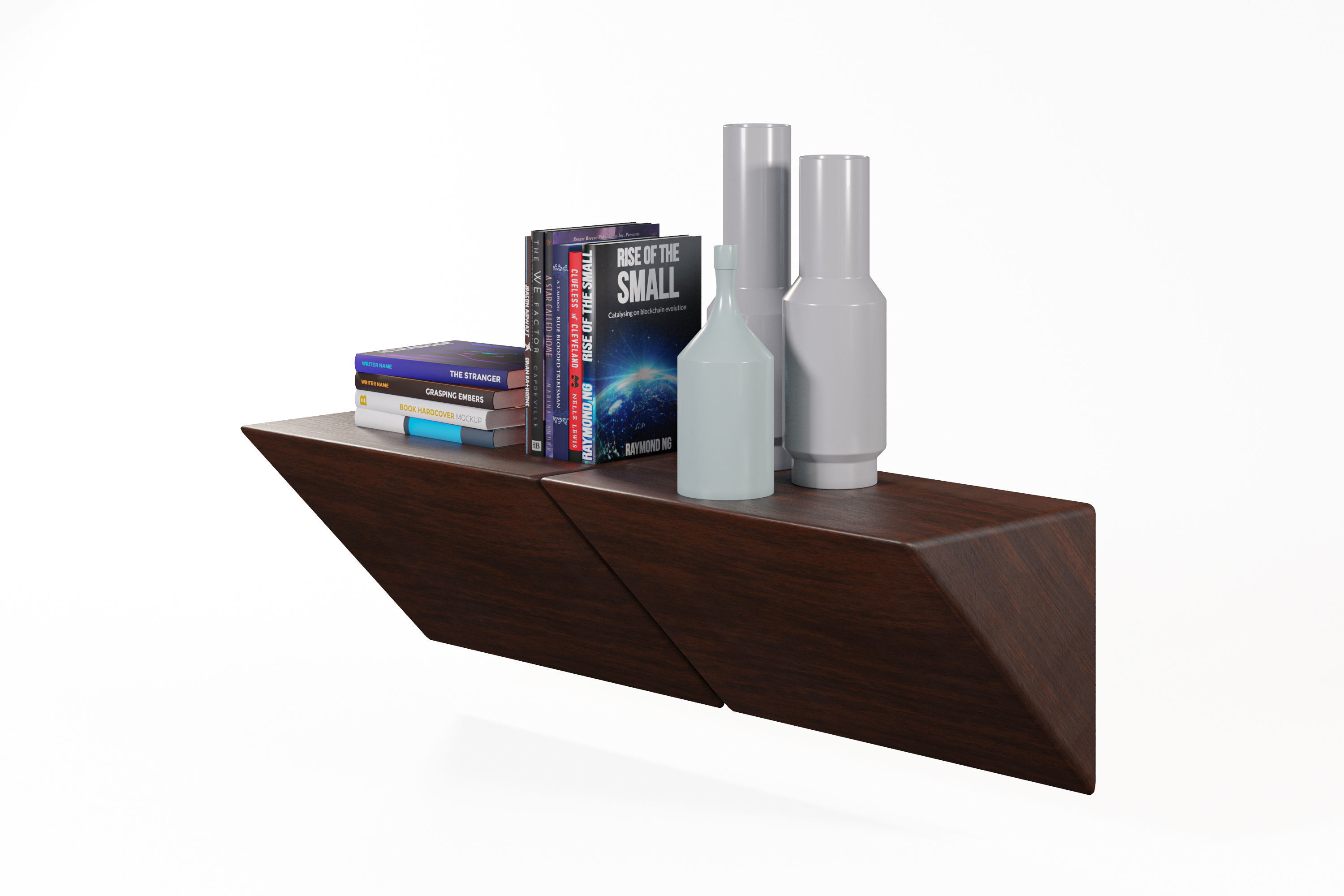 Shelf with books and vases 3D model_15