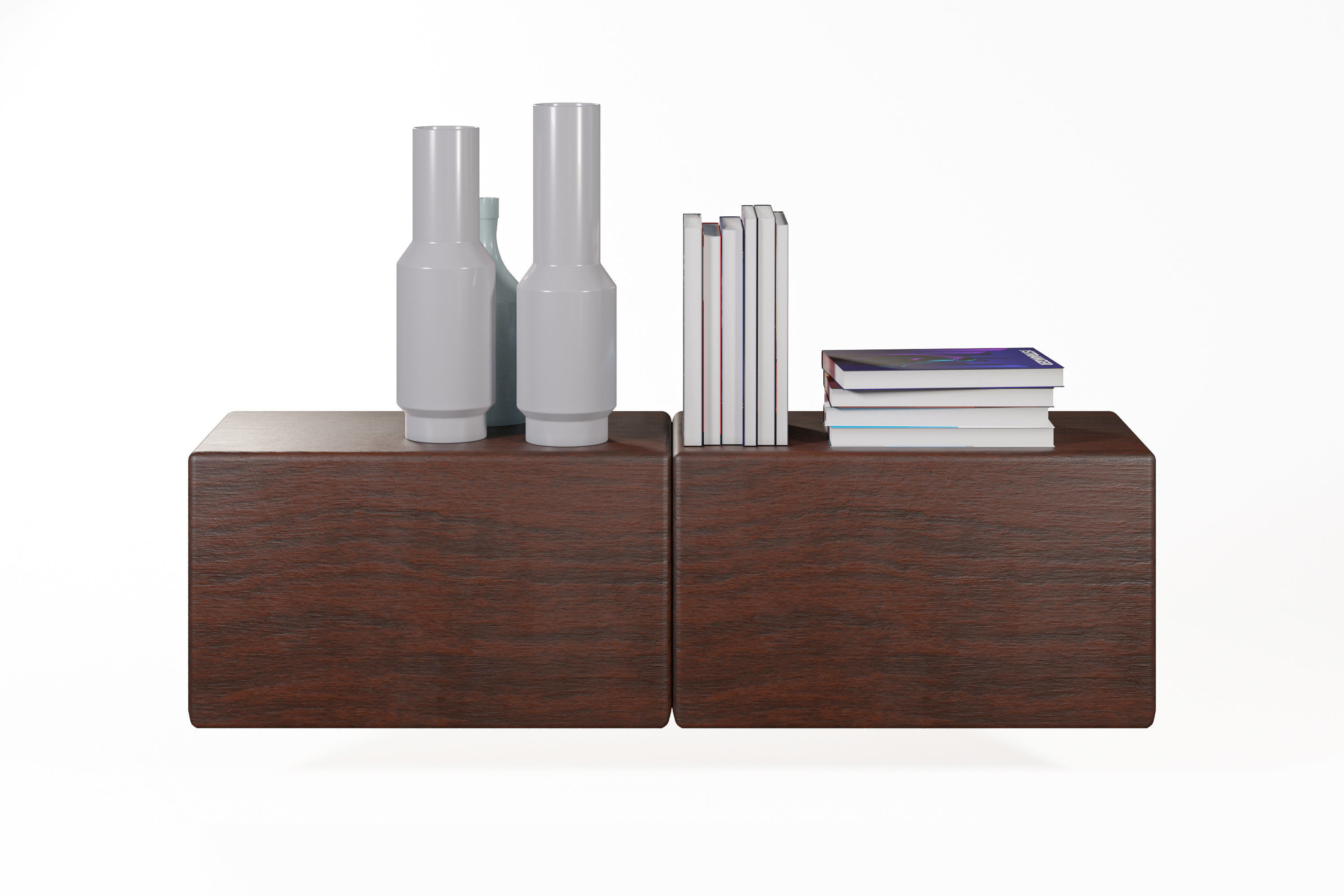 Shelf with books and vases 3D model_9