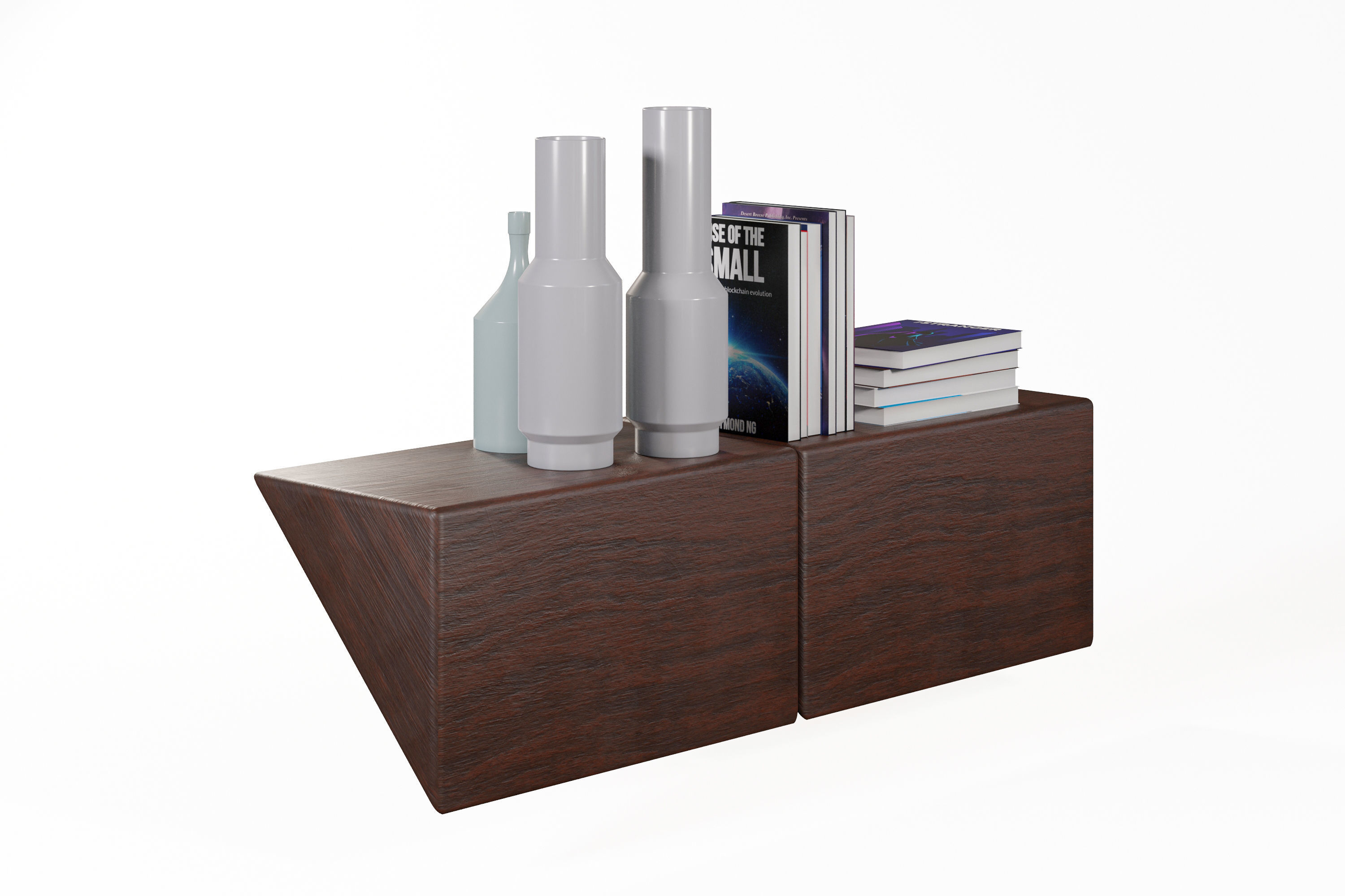 Shelf with books and vases 3D model_11