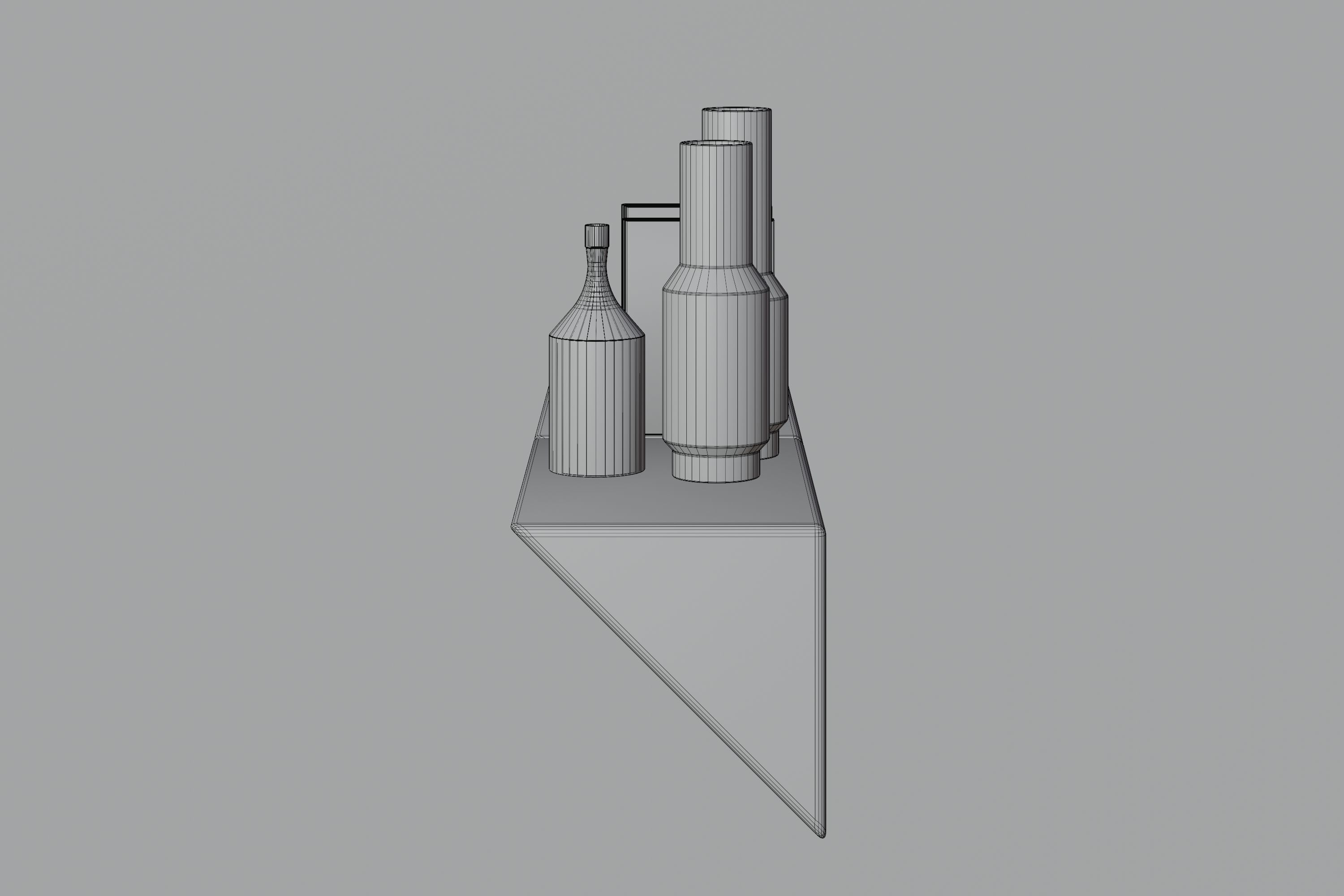 Shelf with books and vases 3D model_14
