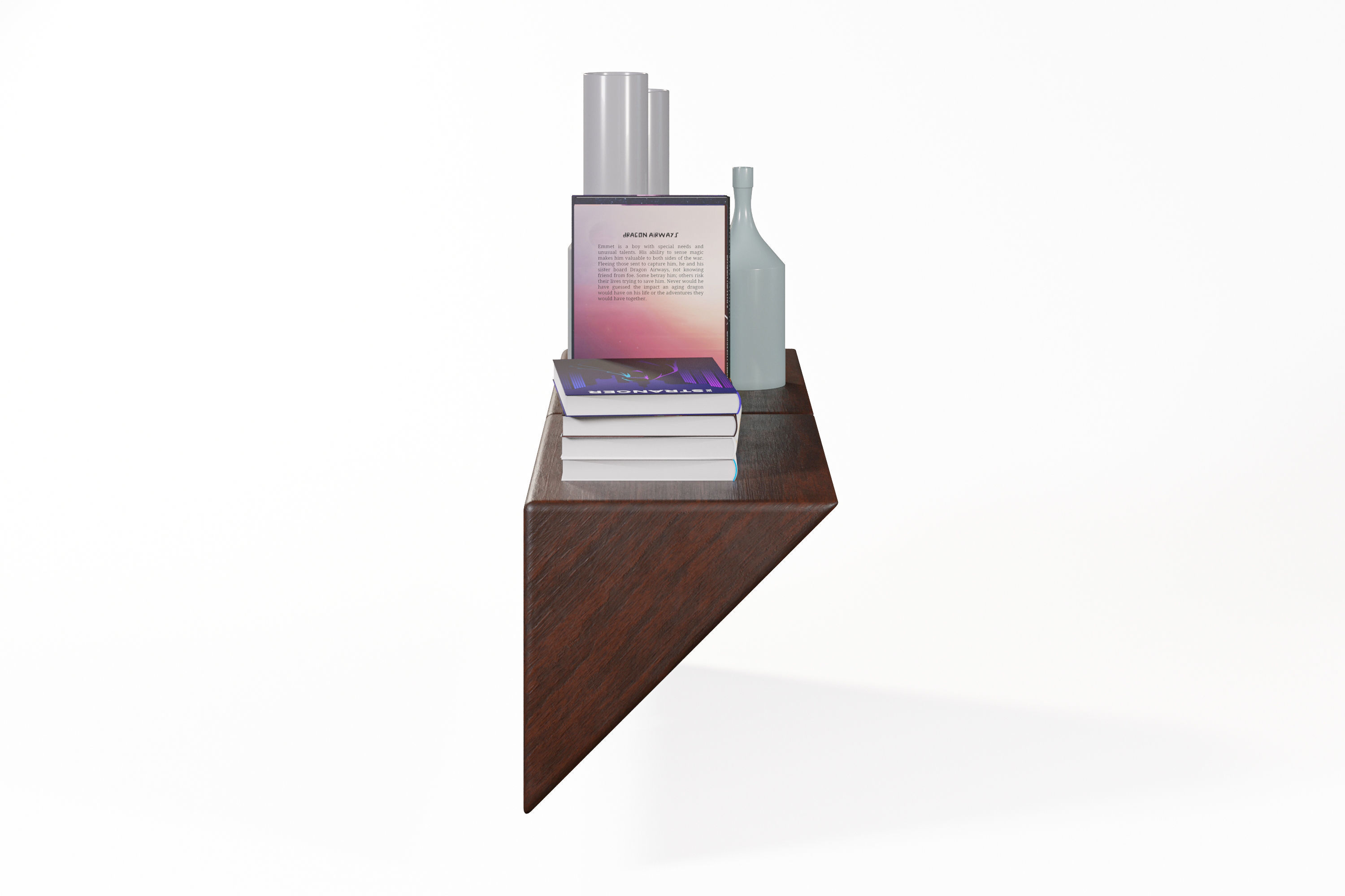 Shelf with books and vases 3D model_5