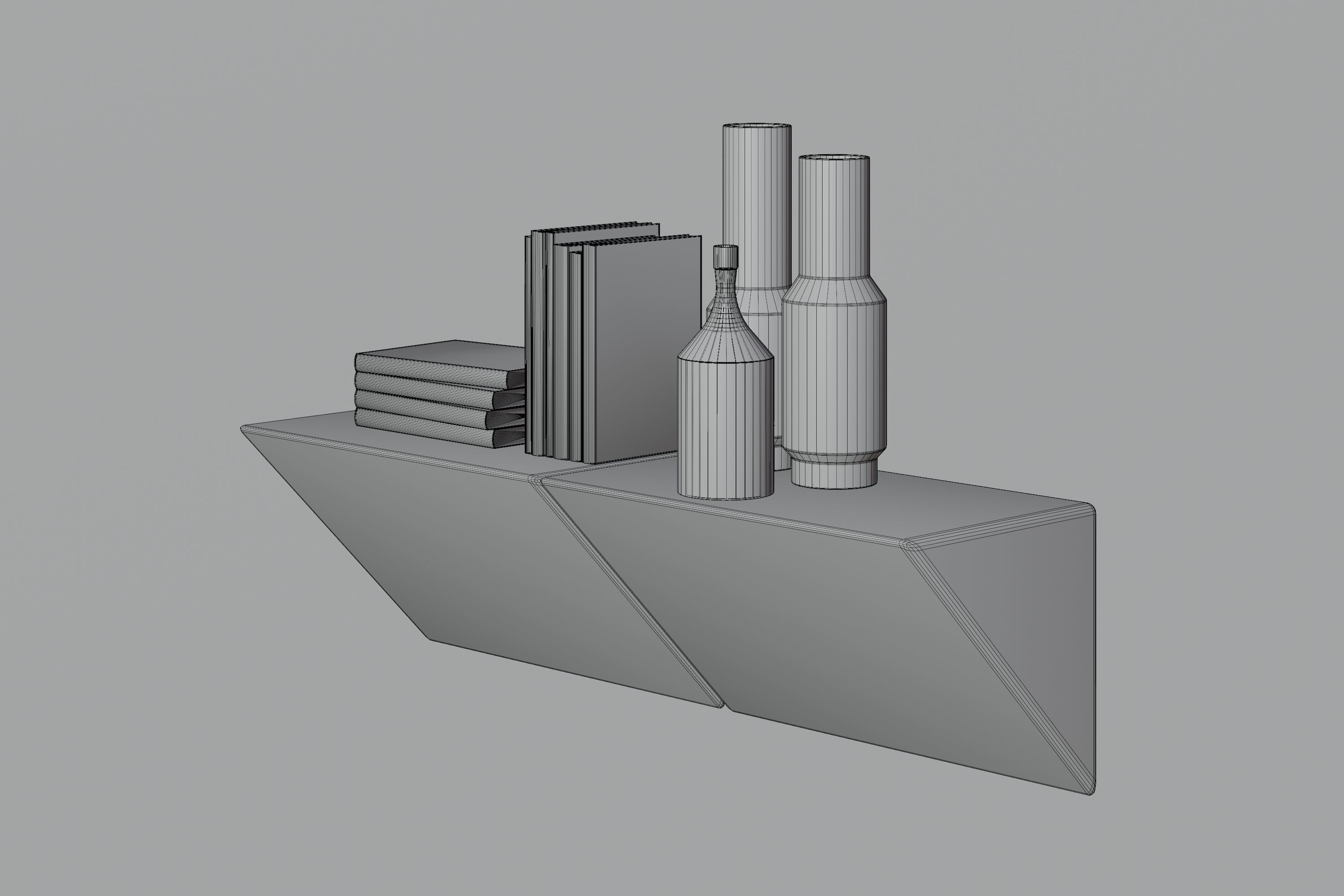 Shelf with books and vases 3D model_16