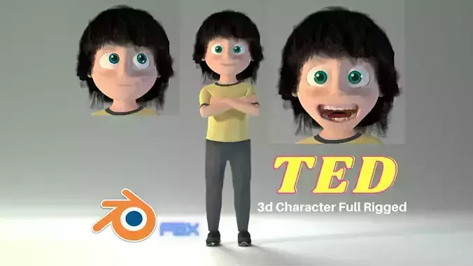 Cartoon child Rigged  Low-poly 3D model