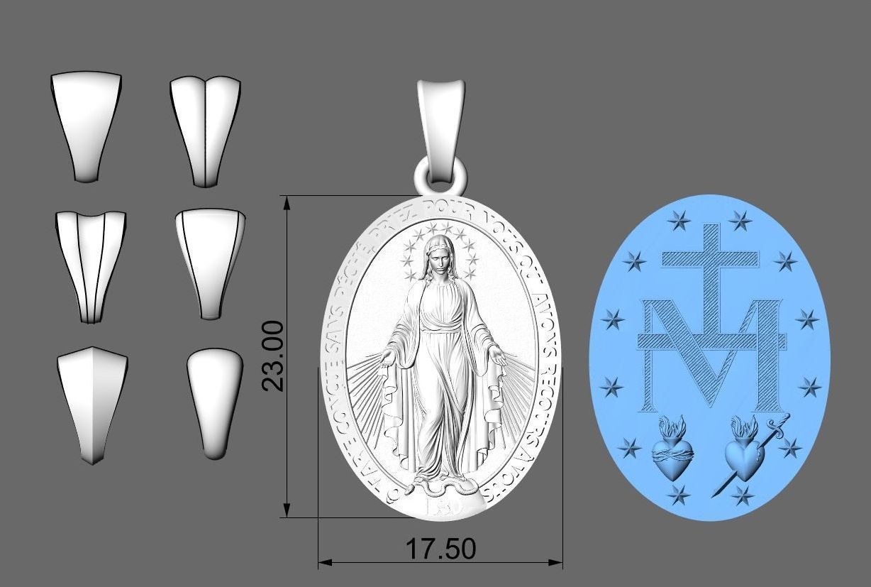 Medalha Milagrosa Nossa Senhora das Gracas 3D print model_3