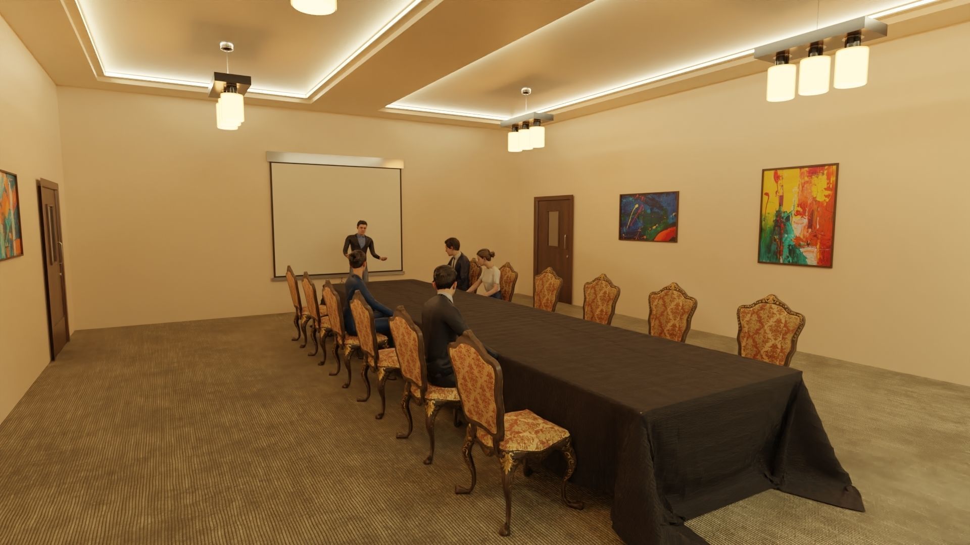 VR Conference Meeting Room Low-poly 3D model_1