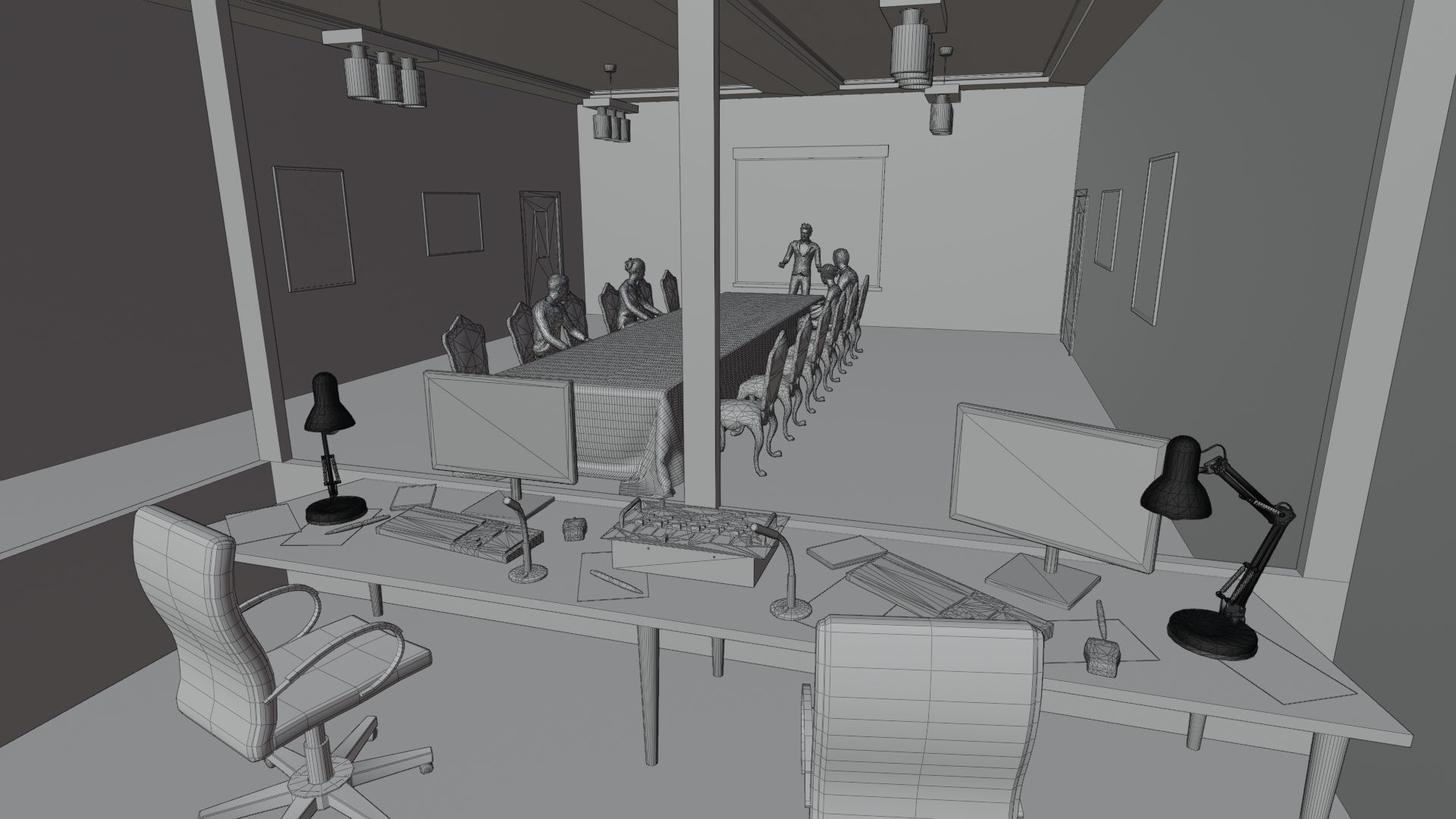 VR Conference Meeting Room Low-poly 3D model_4