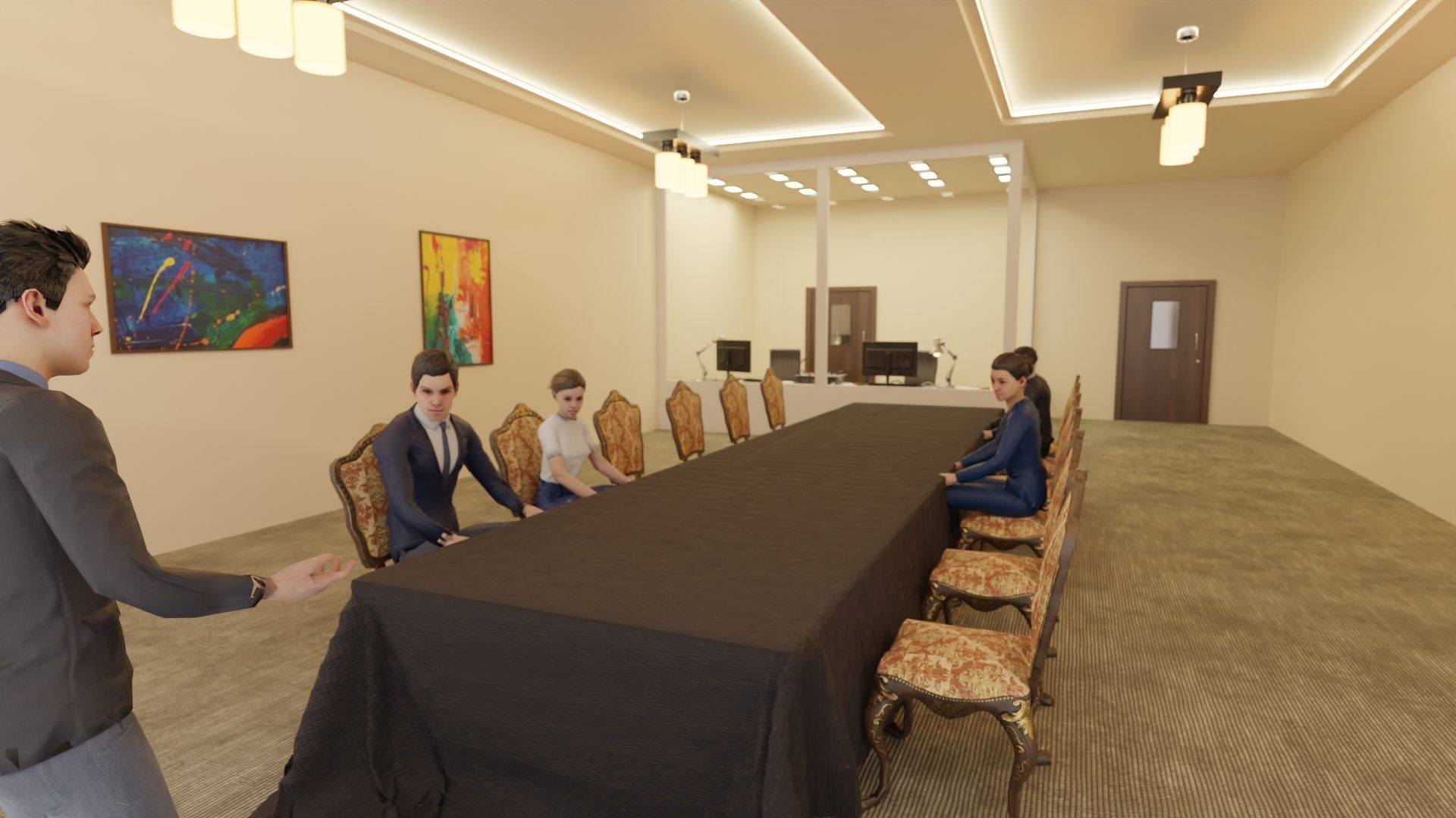 VR Conference Meeting Room Low-poly 3D model_2