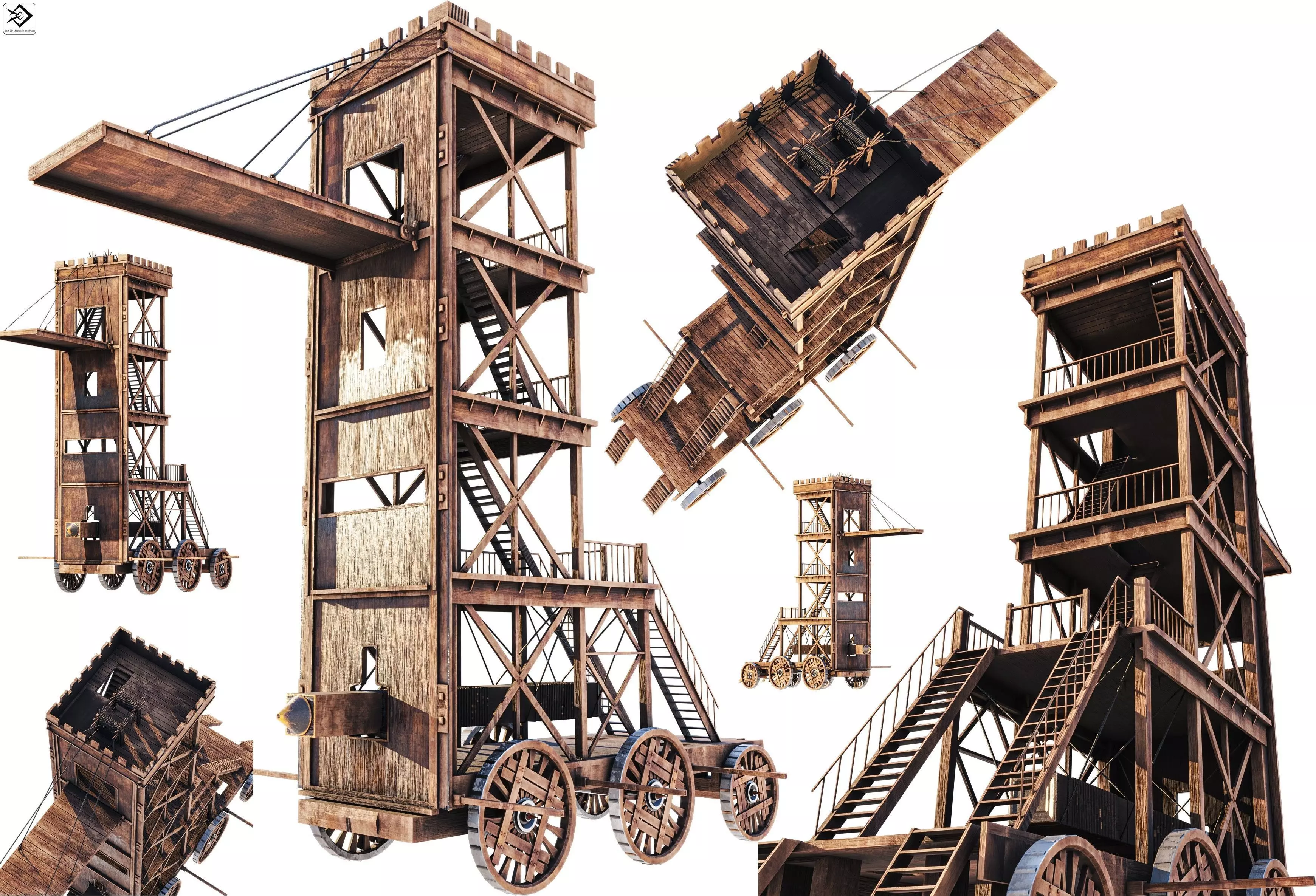 Siege Tower   Low-poly 3D model_0