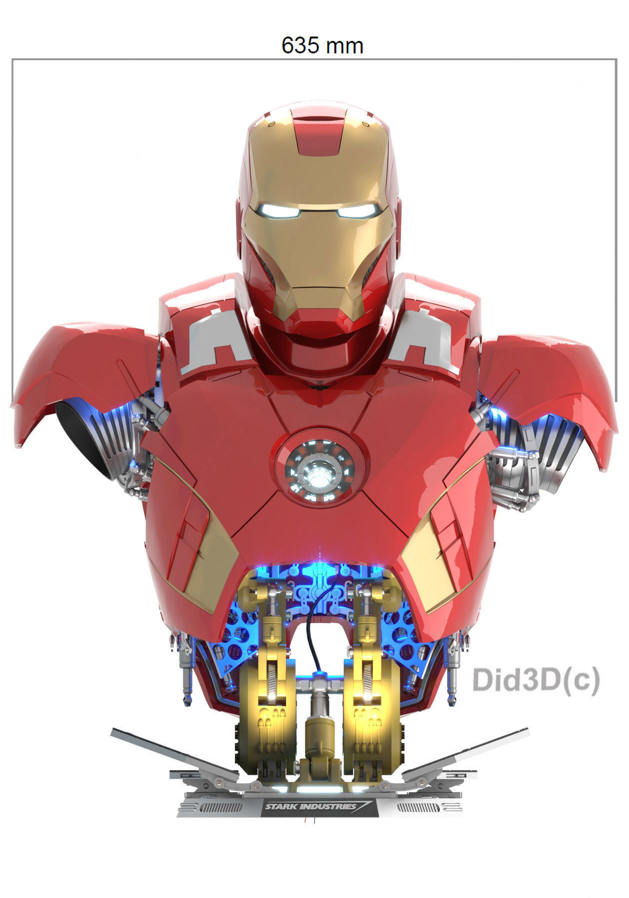 IRONMAN Mark7 BUST HQ LIFE SIZE Did3D 3D Print Ready 3D print model_15