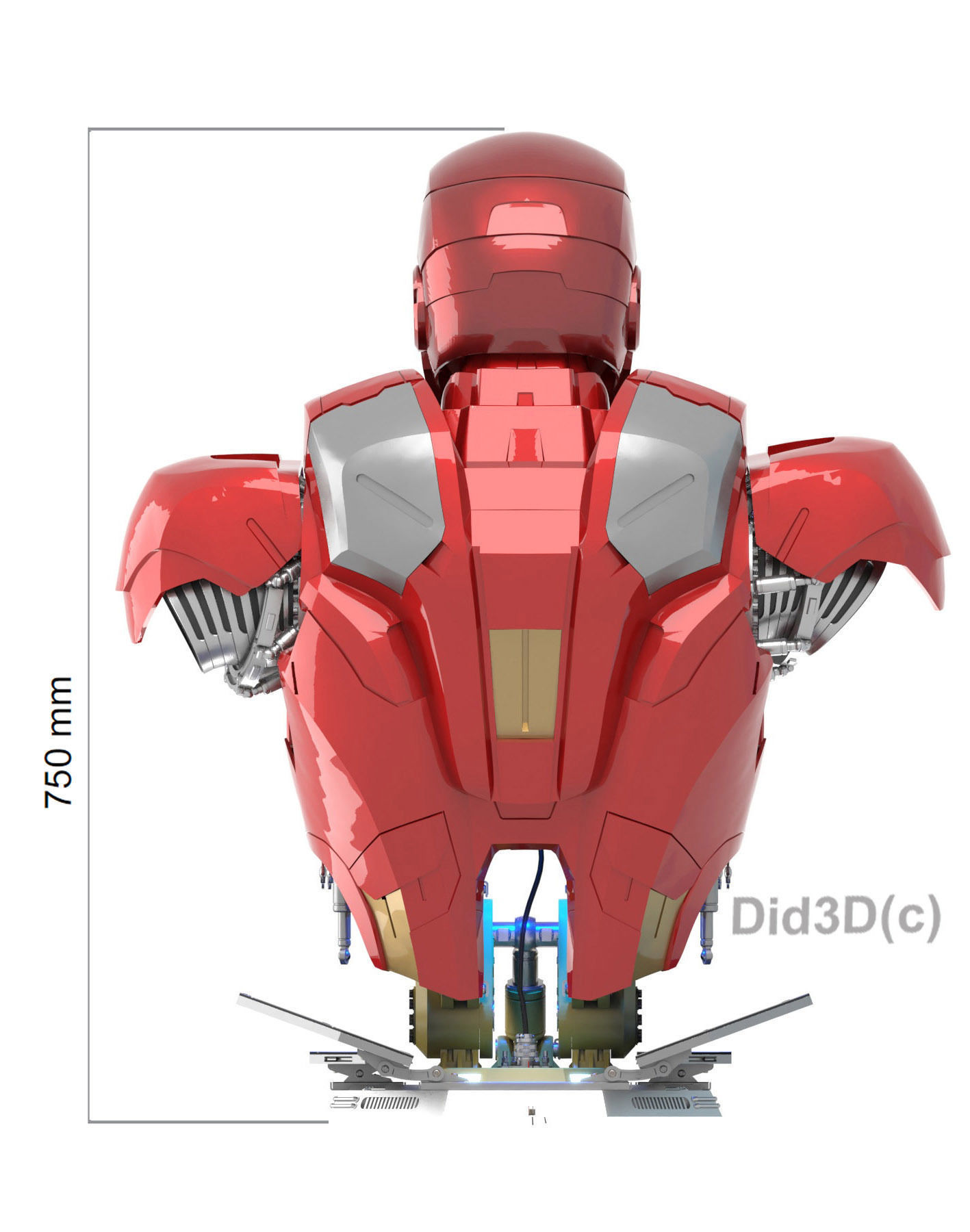 IRONMAN Mark7 BUST HQ LIFE SIZE Did3D 3D Print Ready 3D print model_16