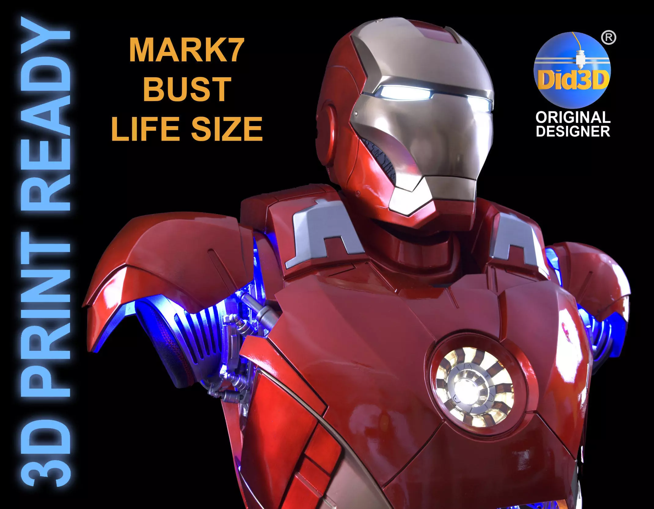 IRONMAN Mark7 BUST HQ LIFE SIZE Did3D 3D Print Ready 3D print model_0