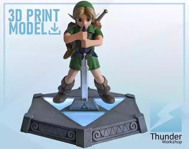 Zelda Ocarina Of Time Young Link - 3D PRINTABLE STATUE 3D print model