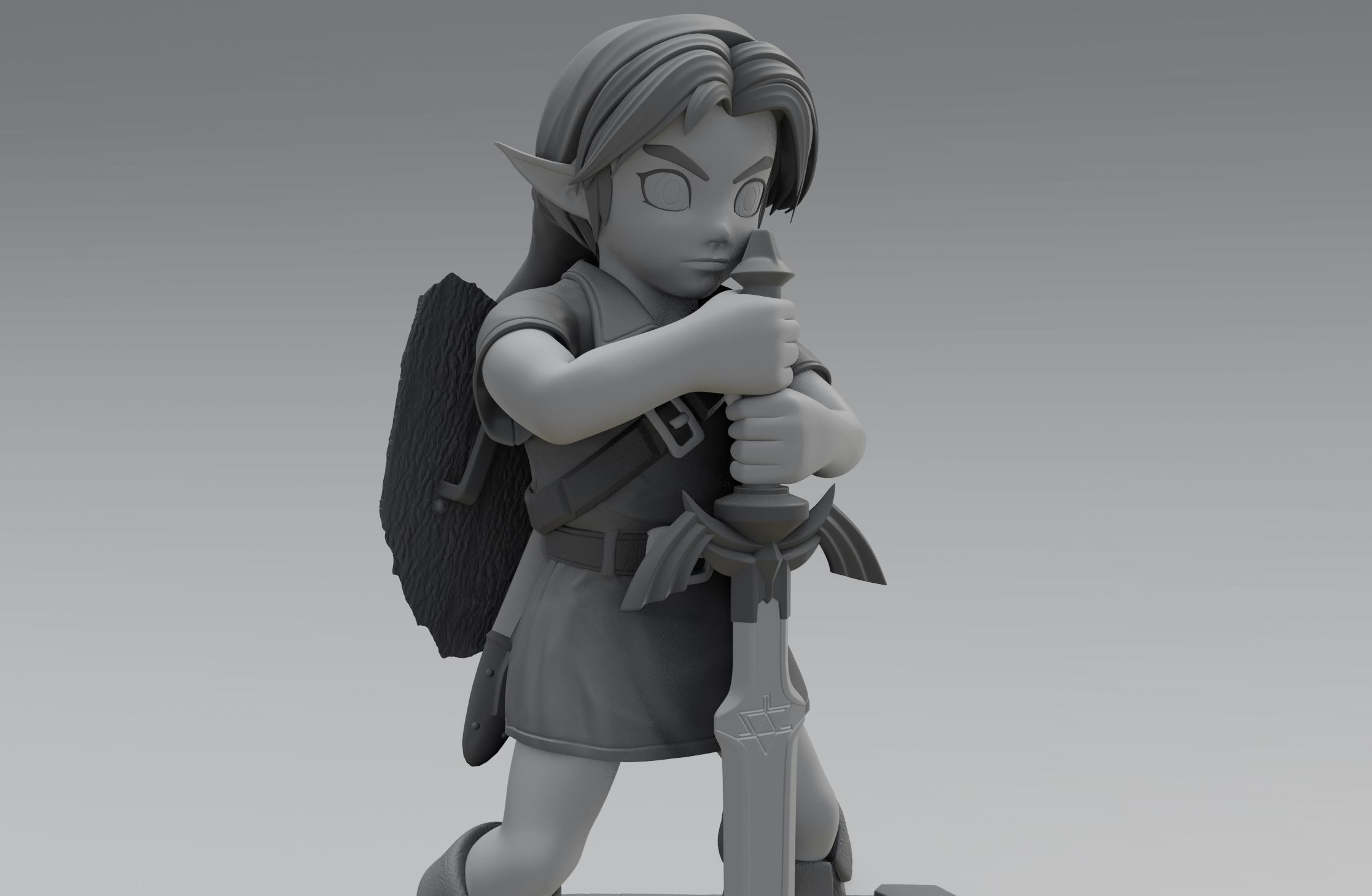 Zelda Ocarina Of Time Young Link - 3D PRINTABLE STATUE 3D print model_11