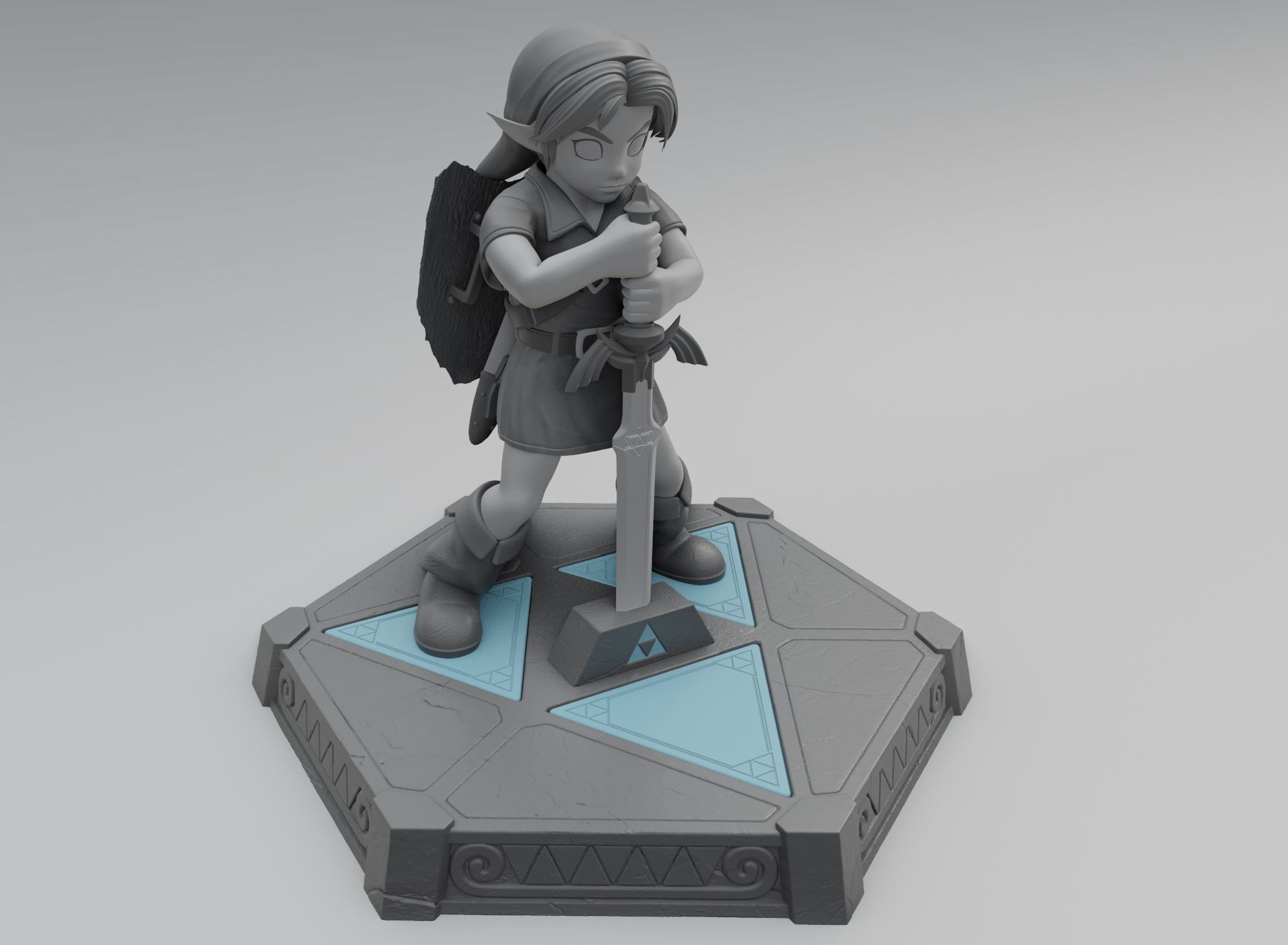 Zelda Ocarina Of Time Young Link - 3D PRINTABLE STATUE 3D print model_7