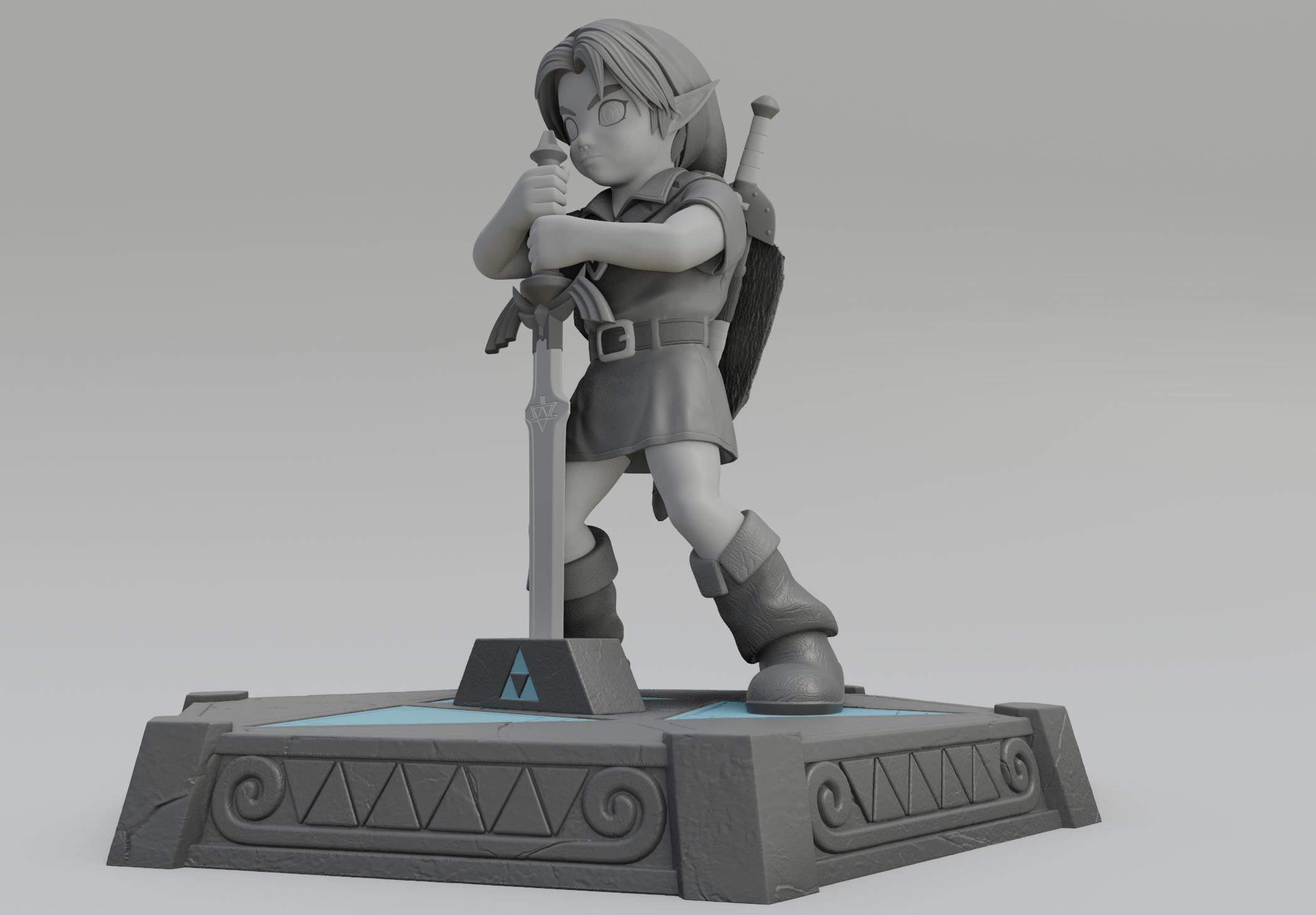 Zelda Ocarina Of Time Young Link - 3D PRINTABLE STATUE 3D print model_12