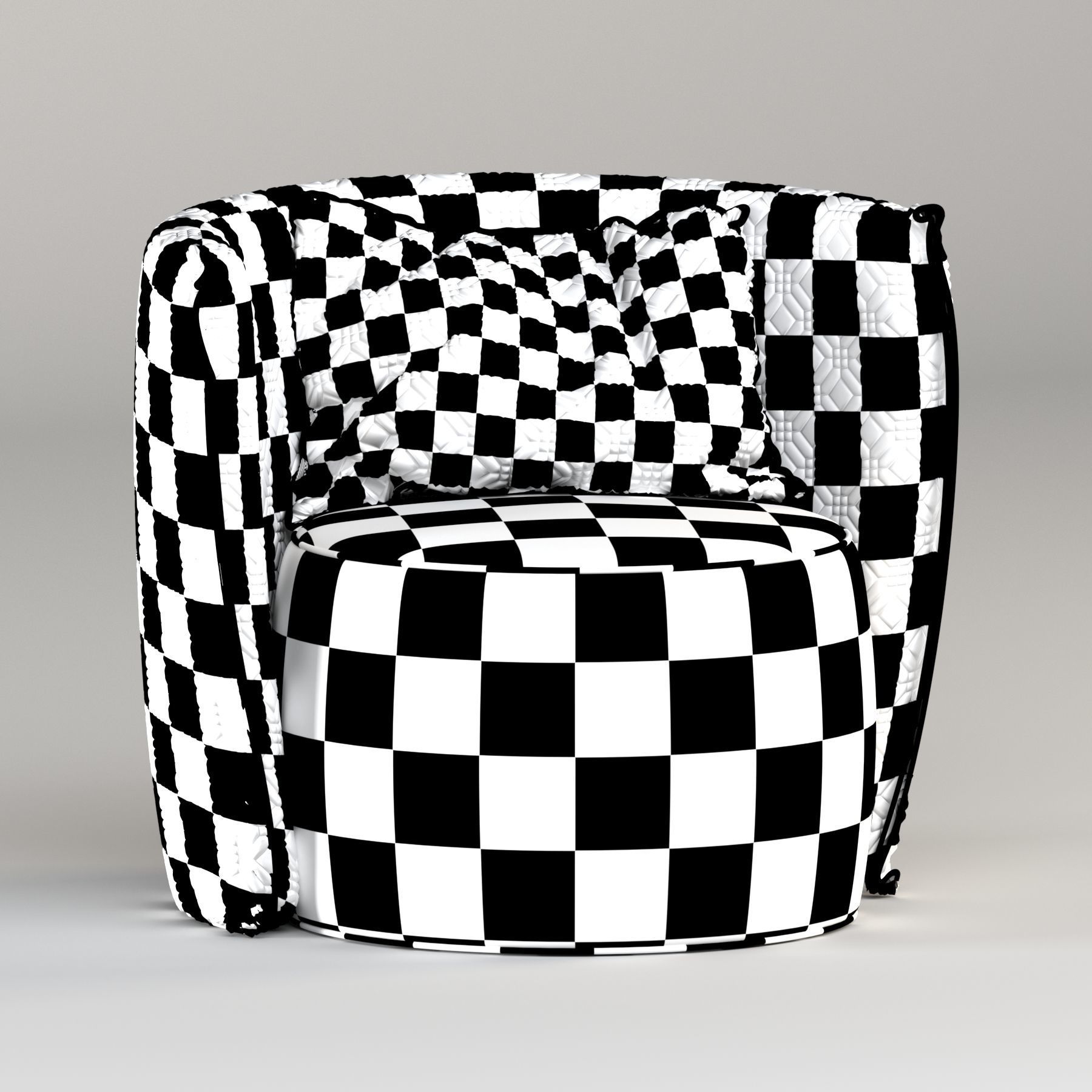 Circle leather armchair 3D model_12