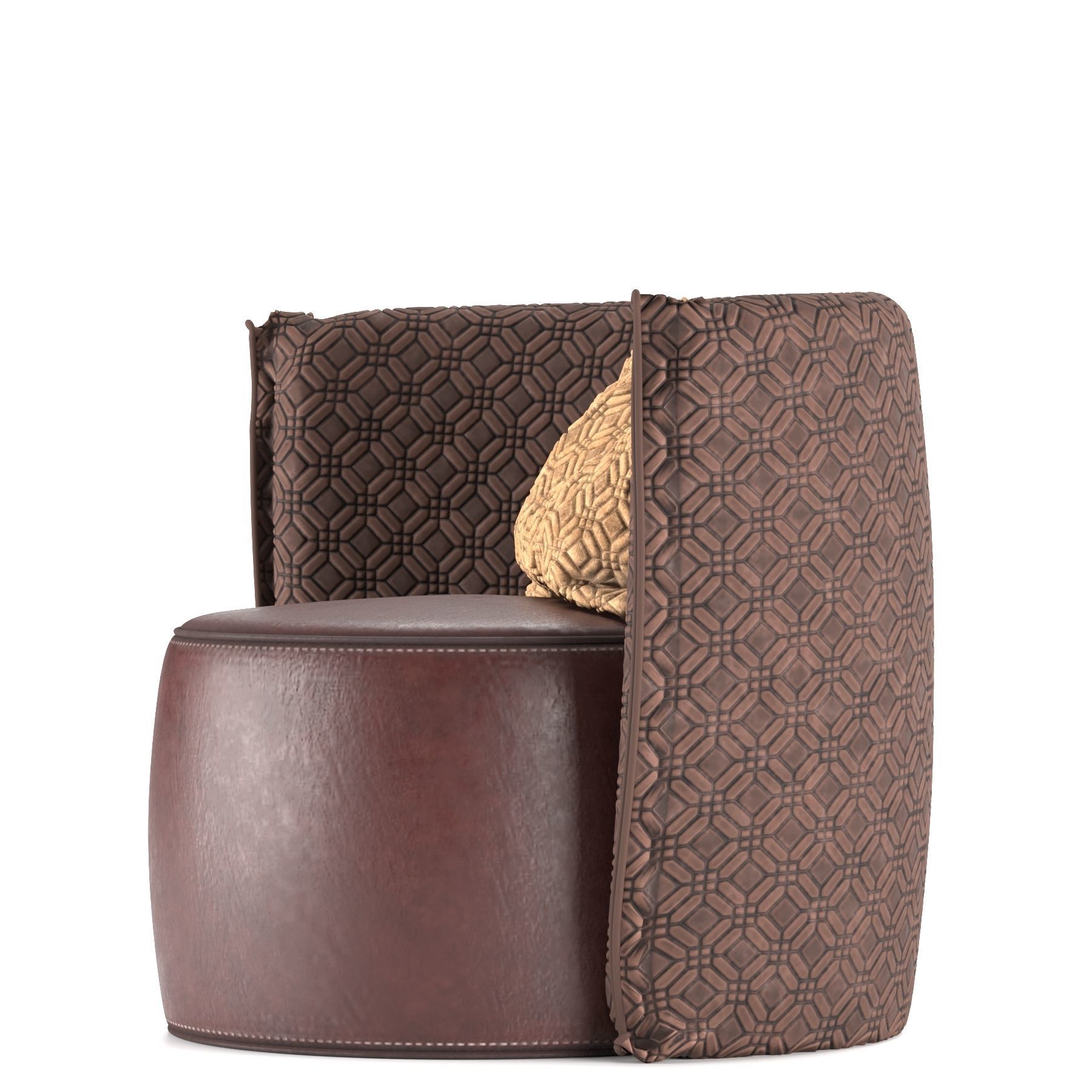 Circle leather armchair 3D model_3