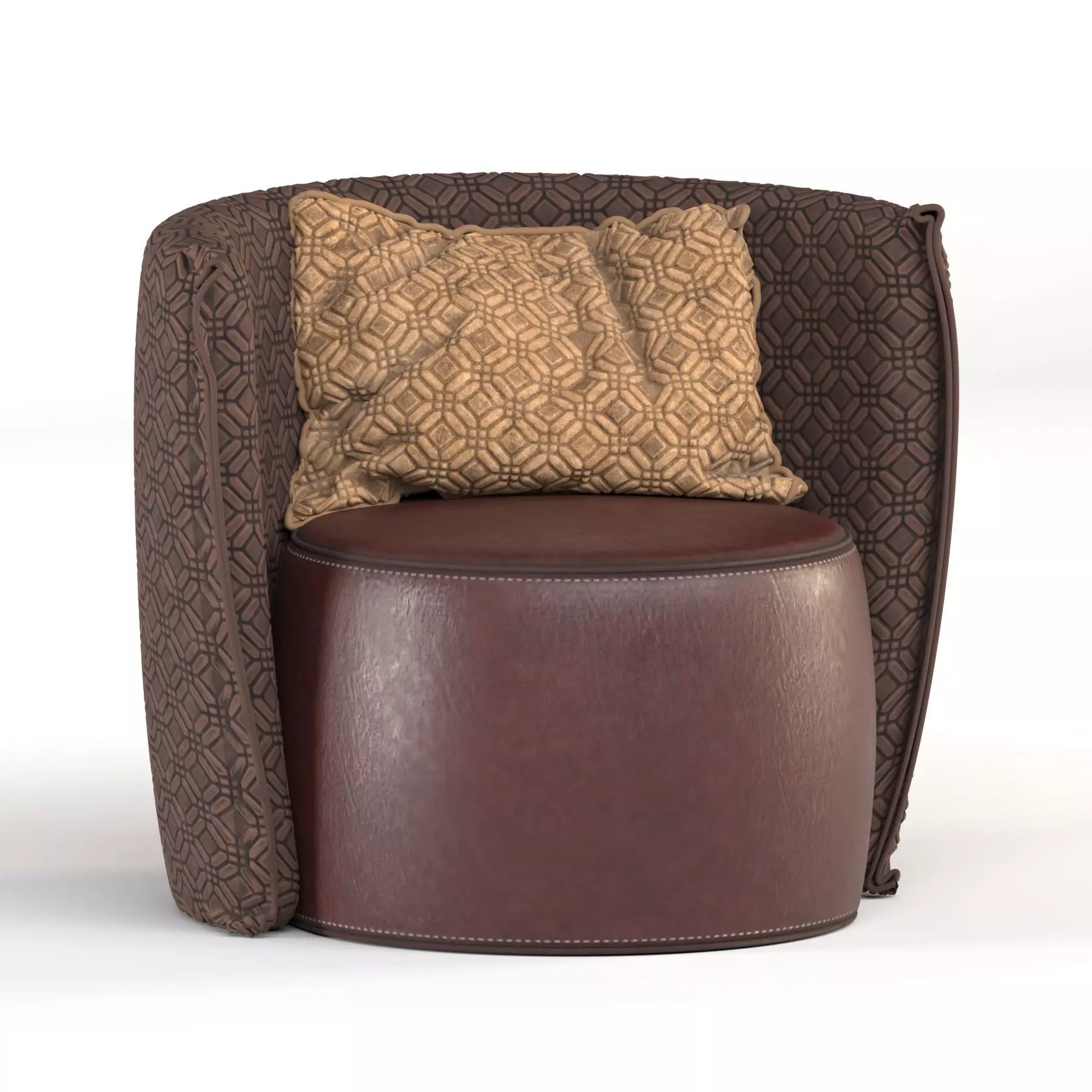 Circle leather armchair 3D model_0