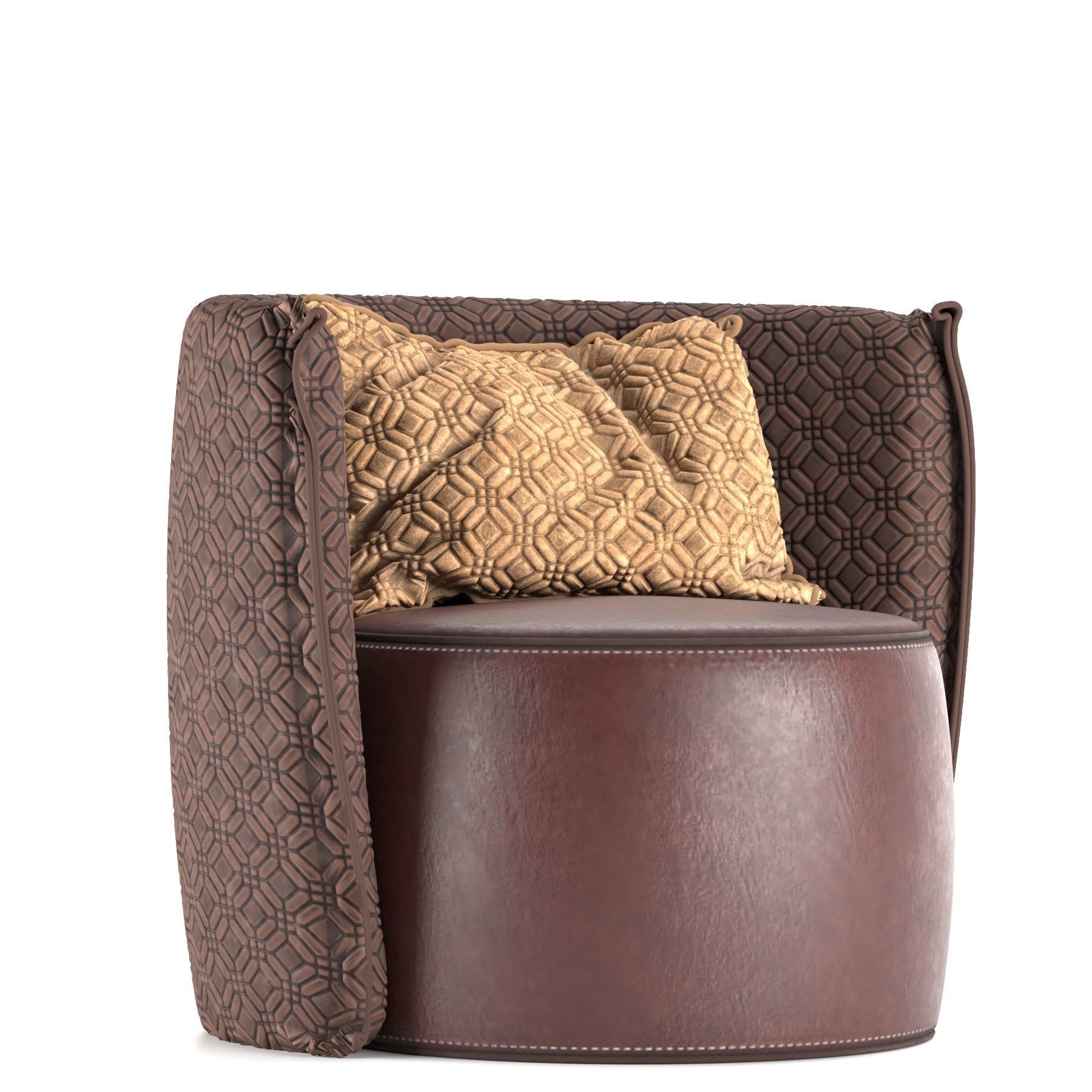 Circle leather armchair 3D model_7