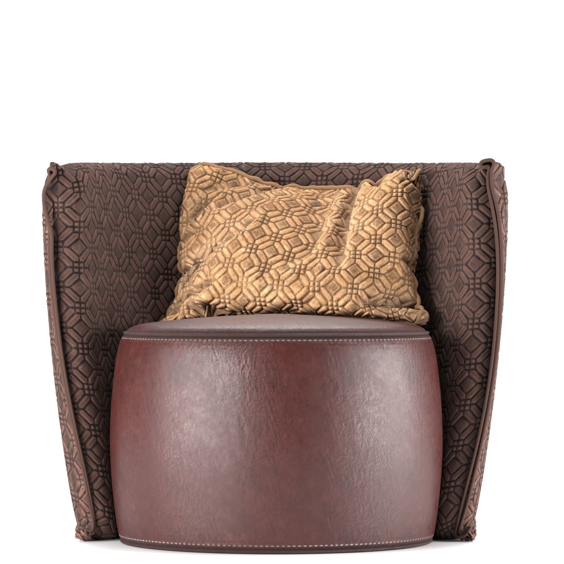Circle leather armchair 3D model_1