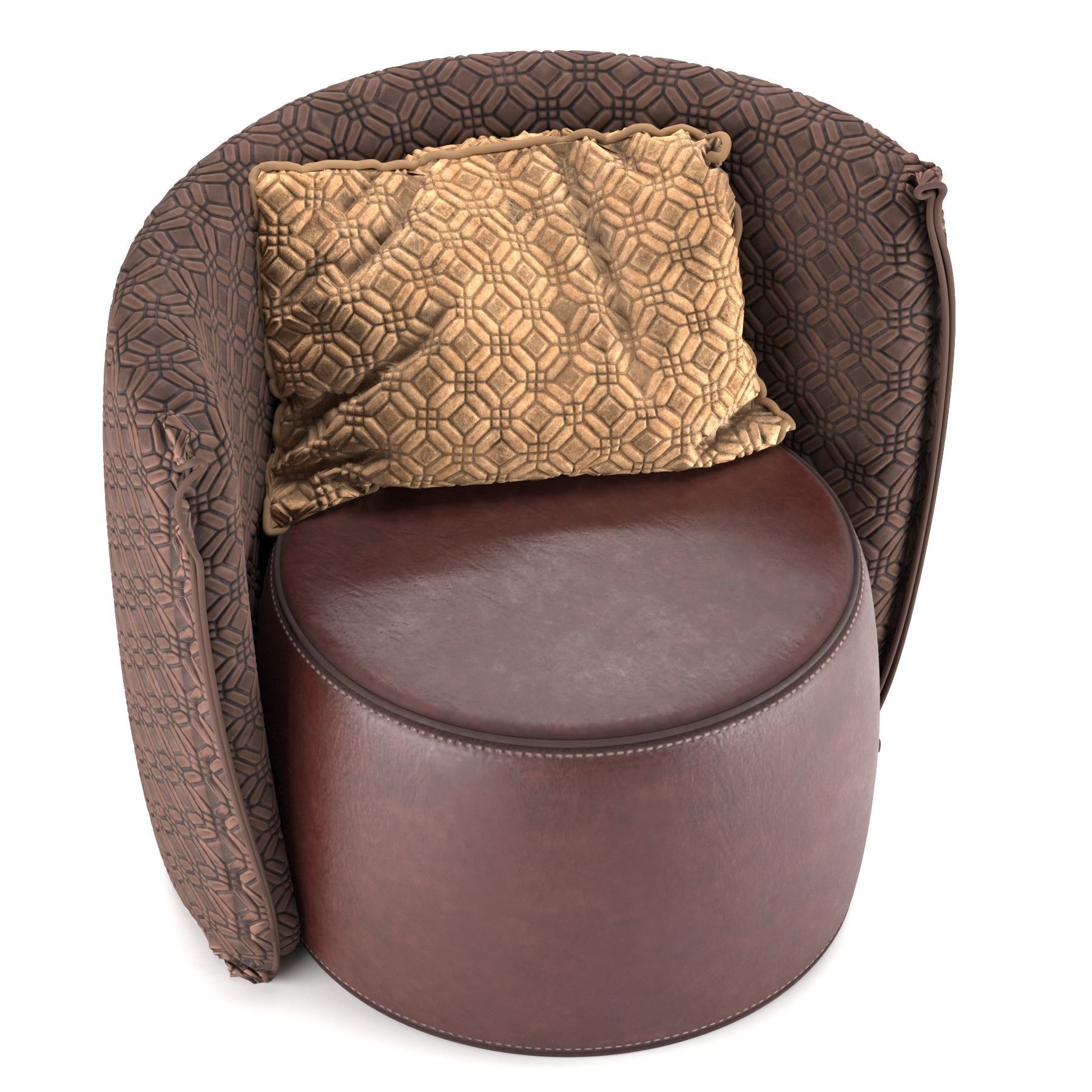 Circle leather armchair 3D model_8