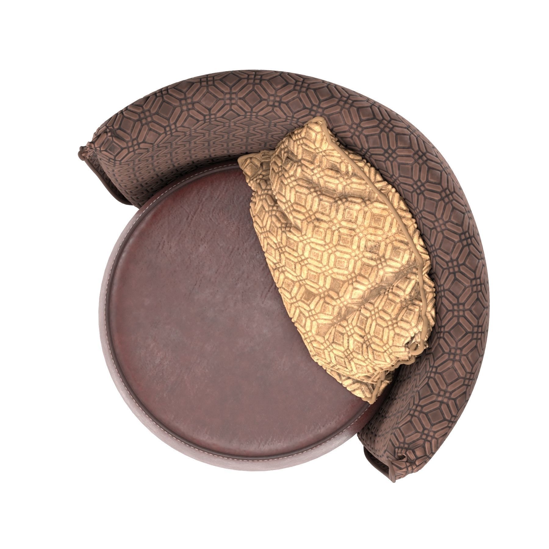 Circle leather armchair 3D model_11
