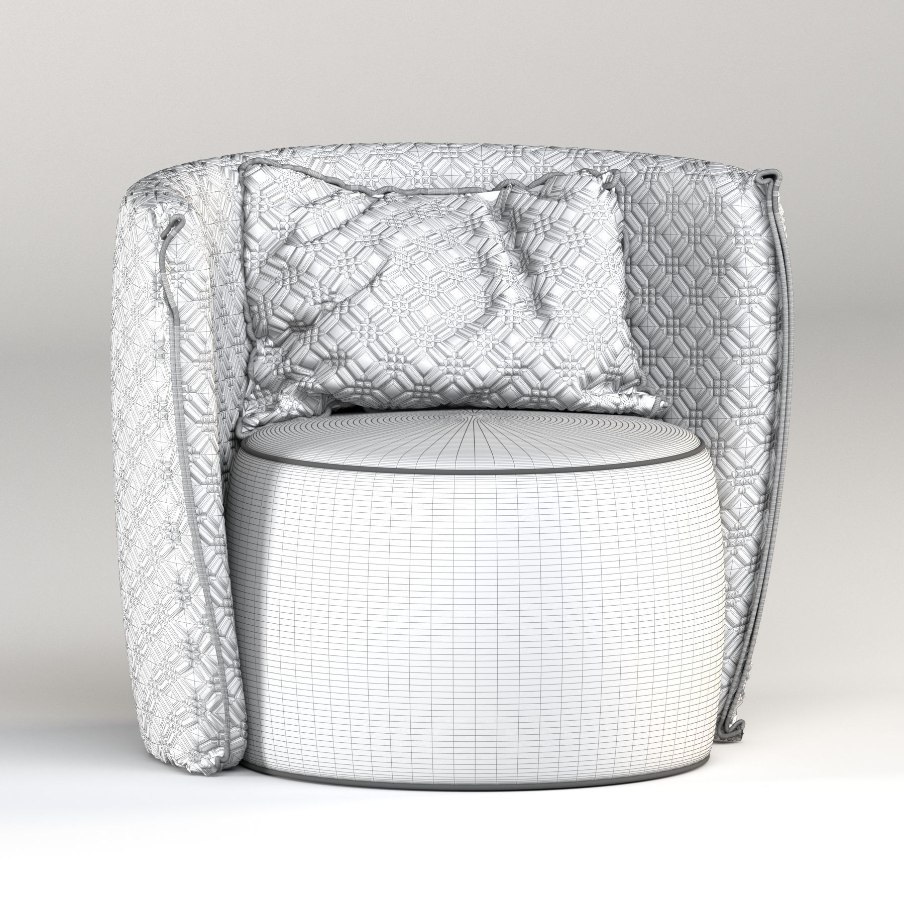 Circle leather armchair 3D model_13