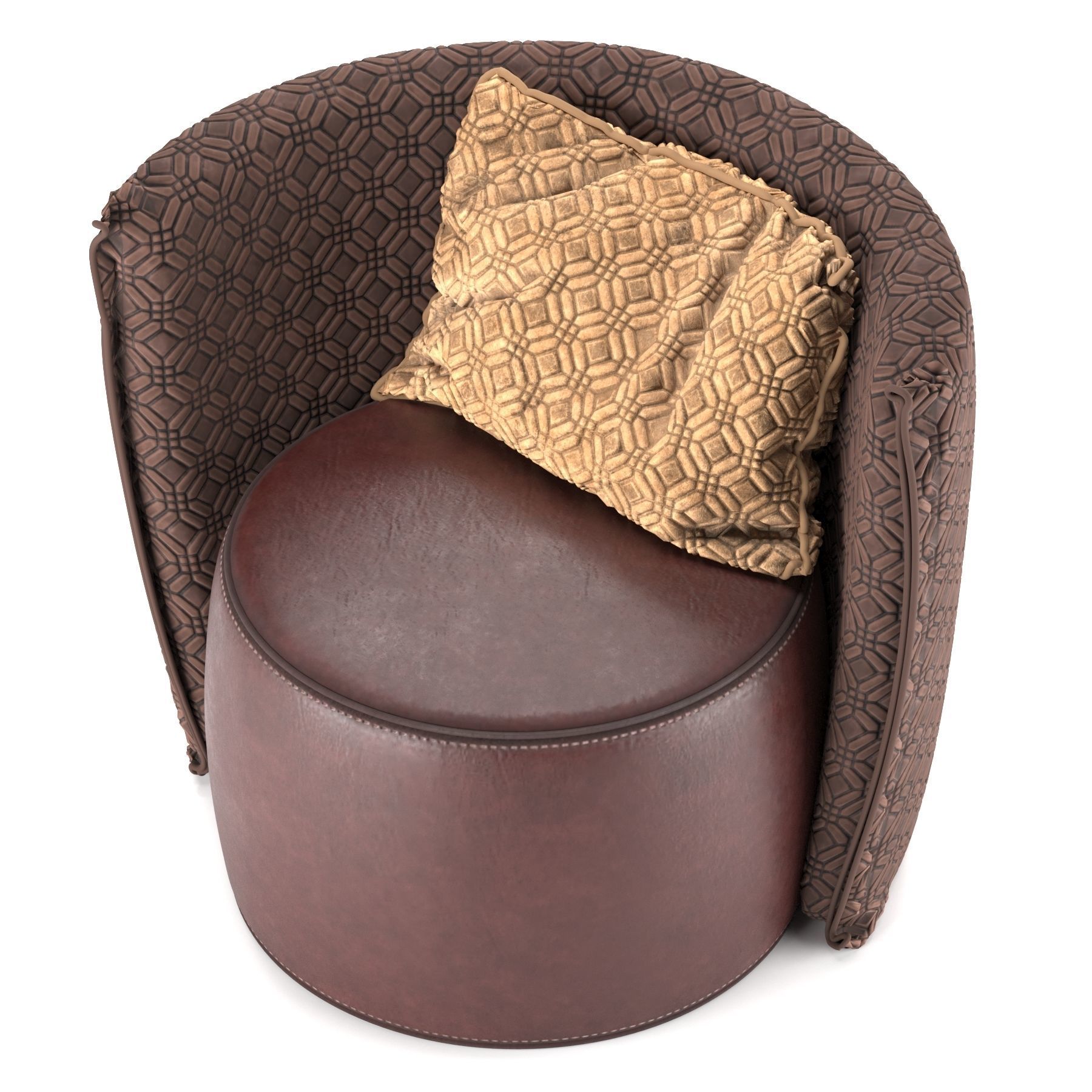 Circle leather armchair 3D model_9