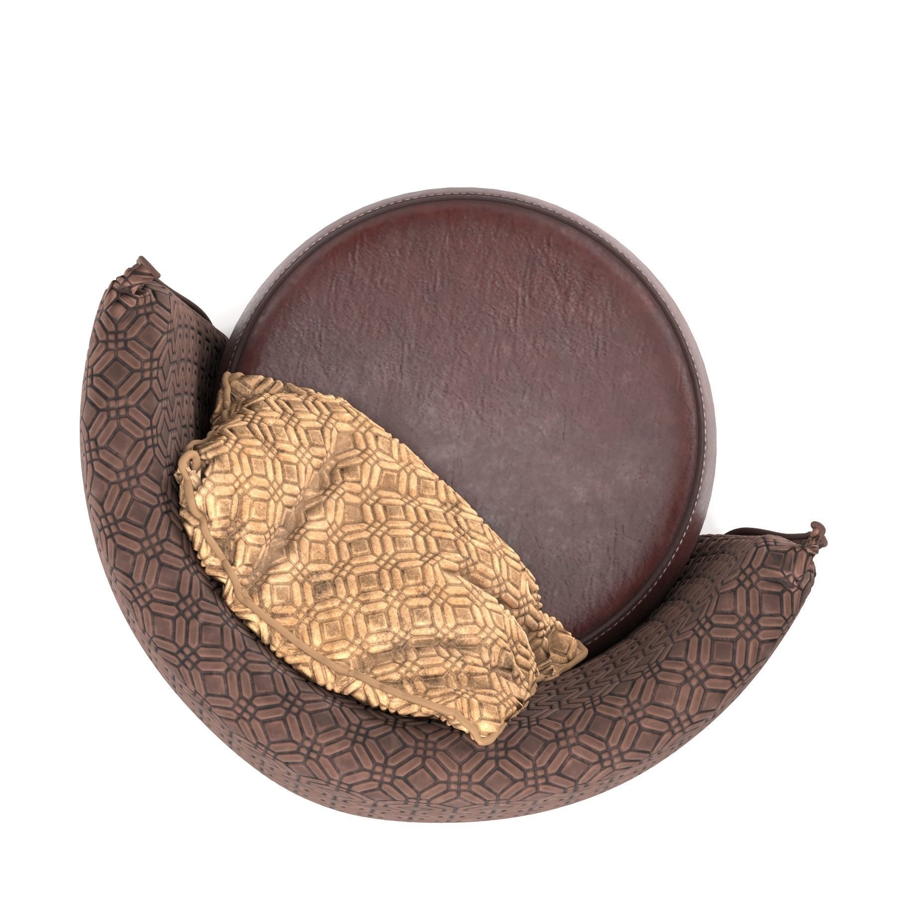 Circle leather armchair 3D model_10