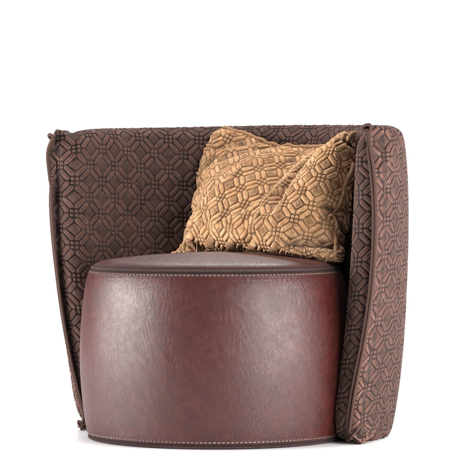 Circle leather armchair 3D model_2