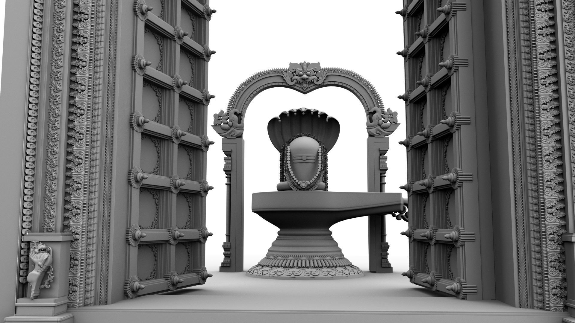 Lord Shiva temple interior  3D model_3