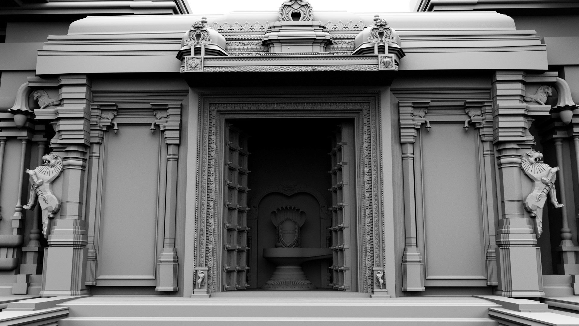 Lord Shiva temple interior  3D model_1