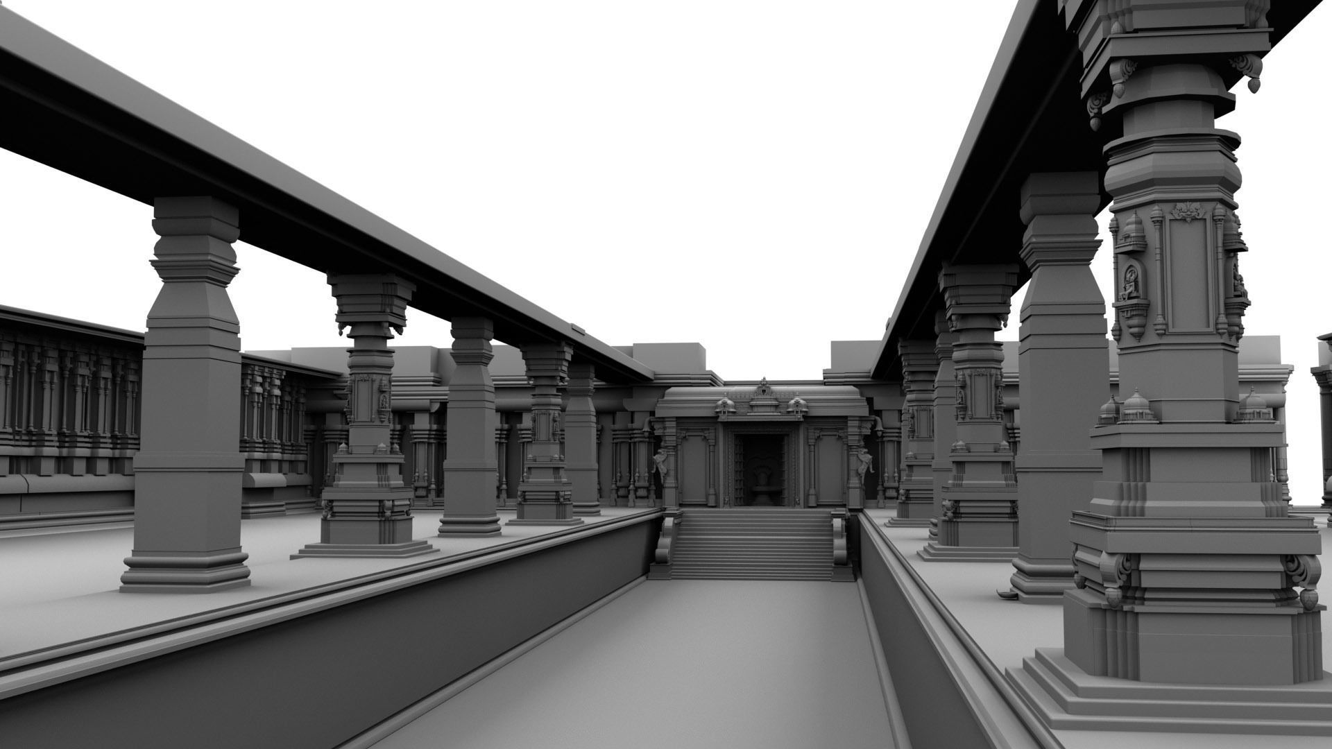 Lord Shiva temple interior  3D model_2