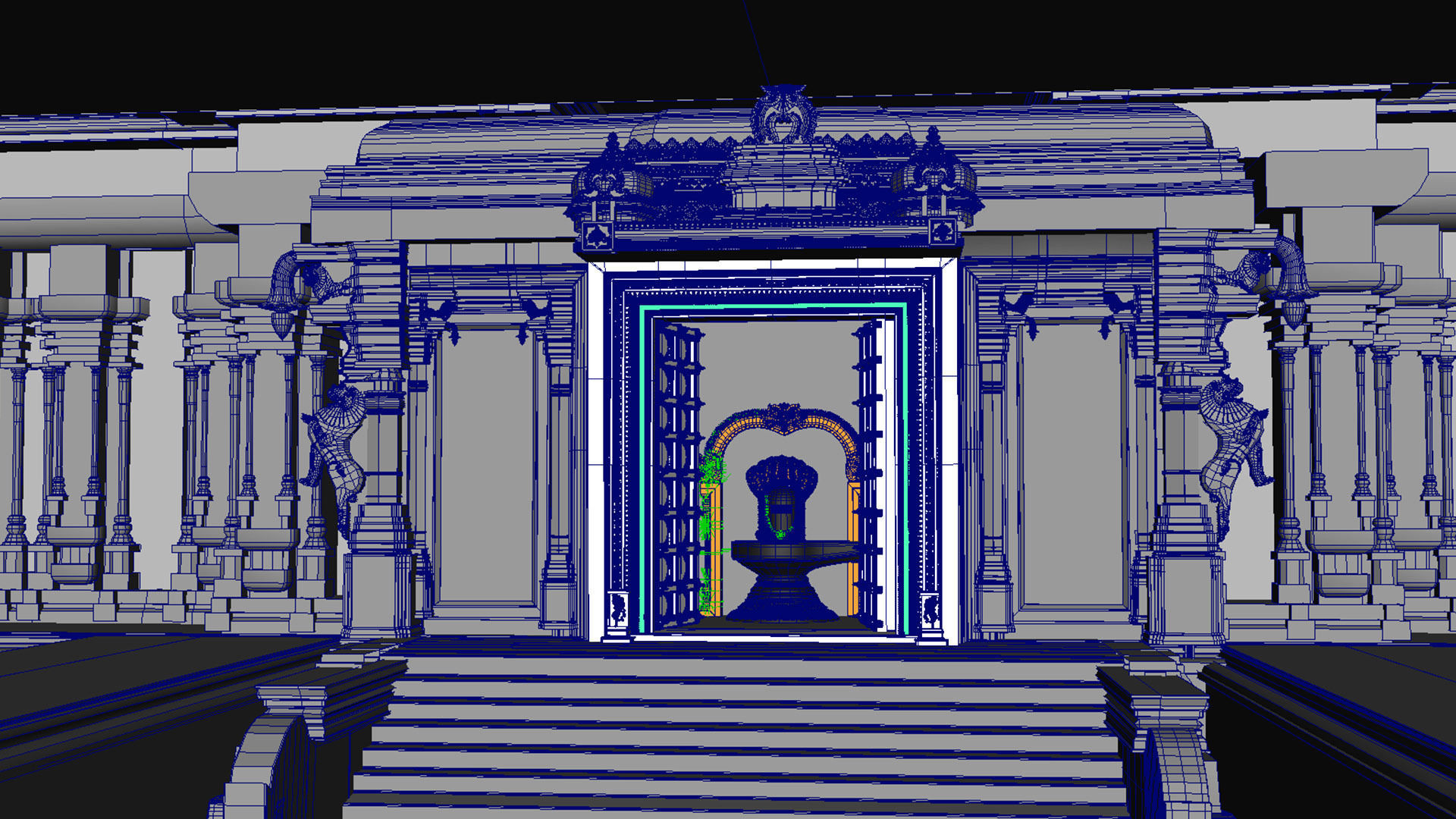 Lord Shiva temple interior  3D model_7
