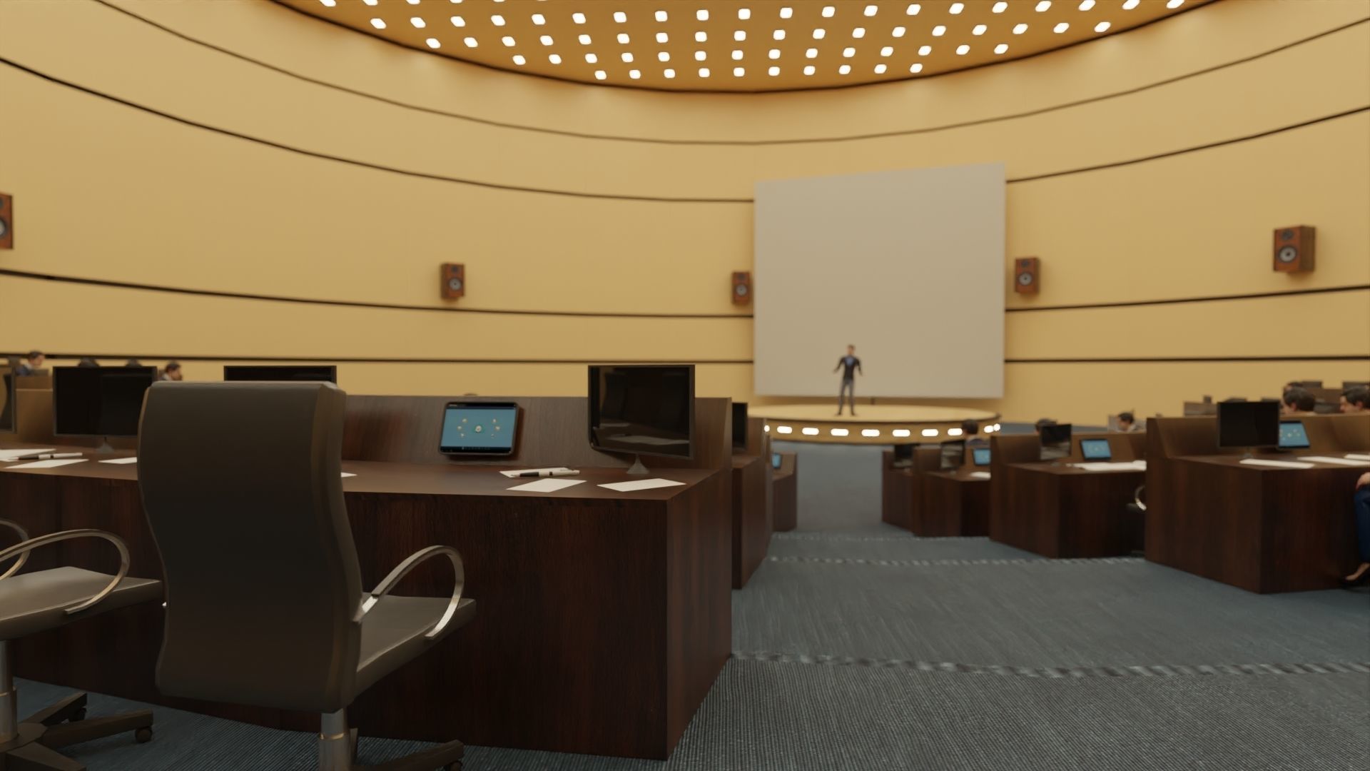 VR Conference Hall Council Parliament Control Room Low-poly 3D model_5