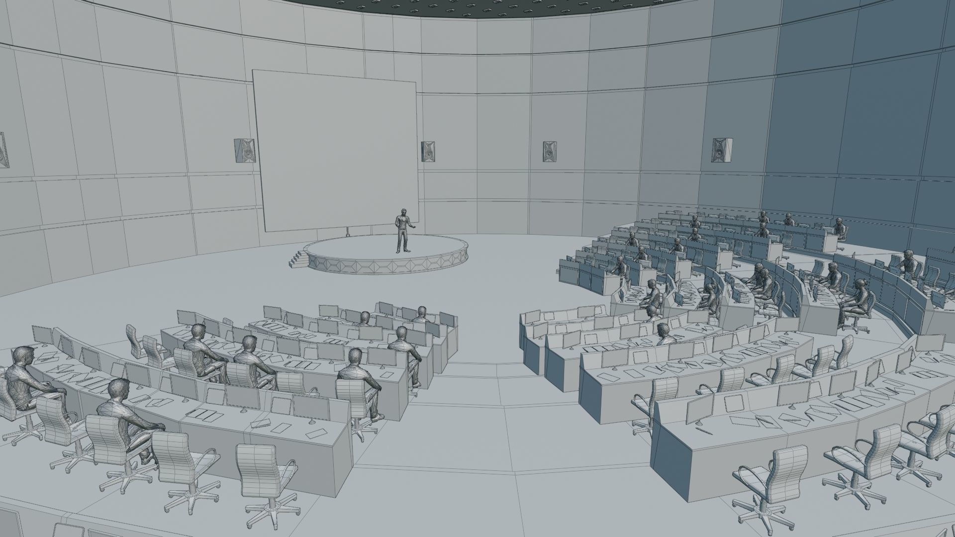VR Conference Hall Council Parliament Control Room Low-poly 3D model_4