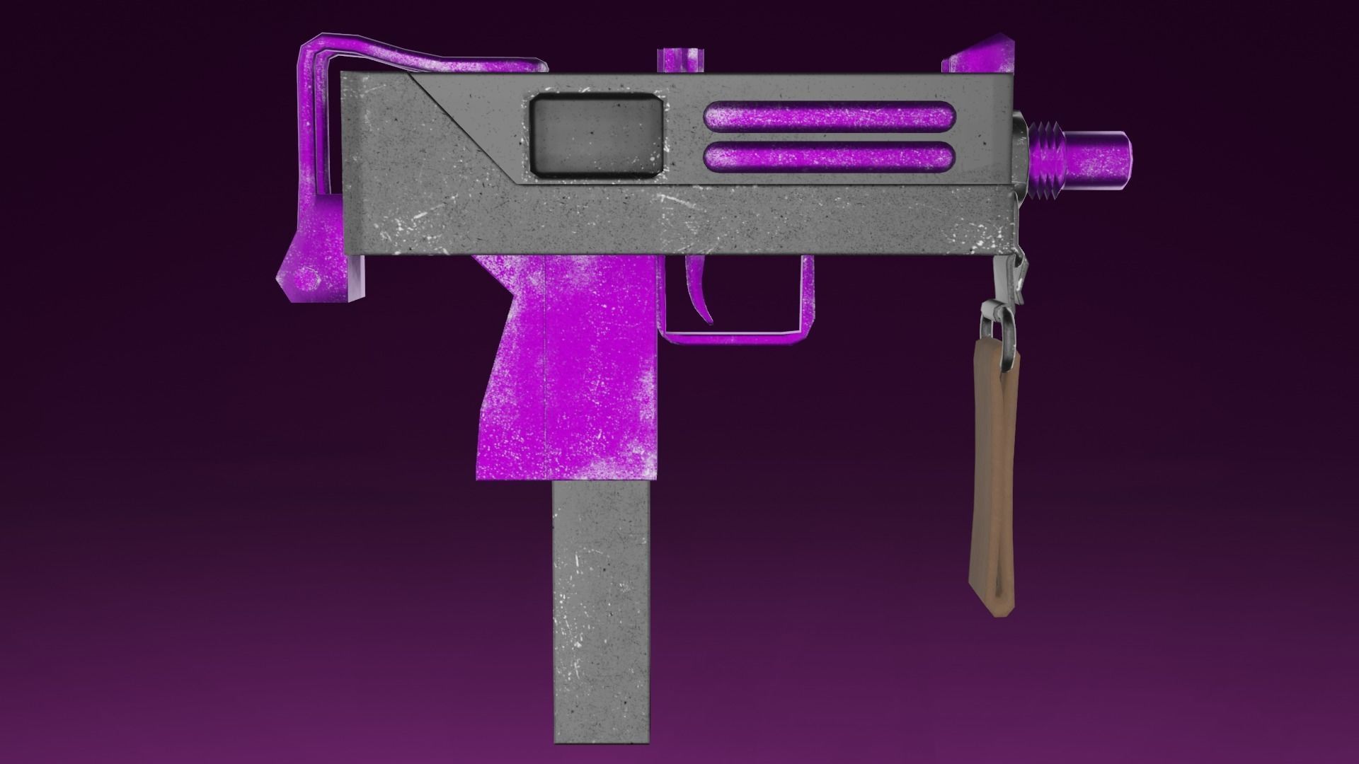 Three stylized Mac-10 PBR game ready Low-poly 3D models Low-poly 3D model_7