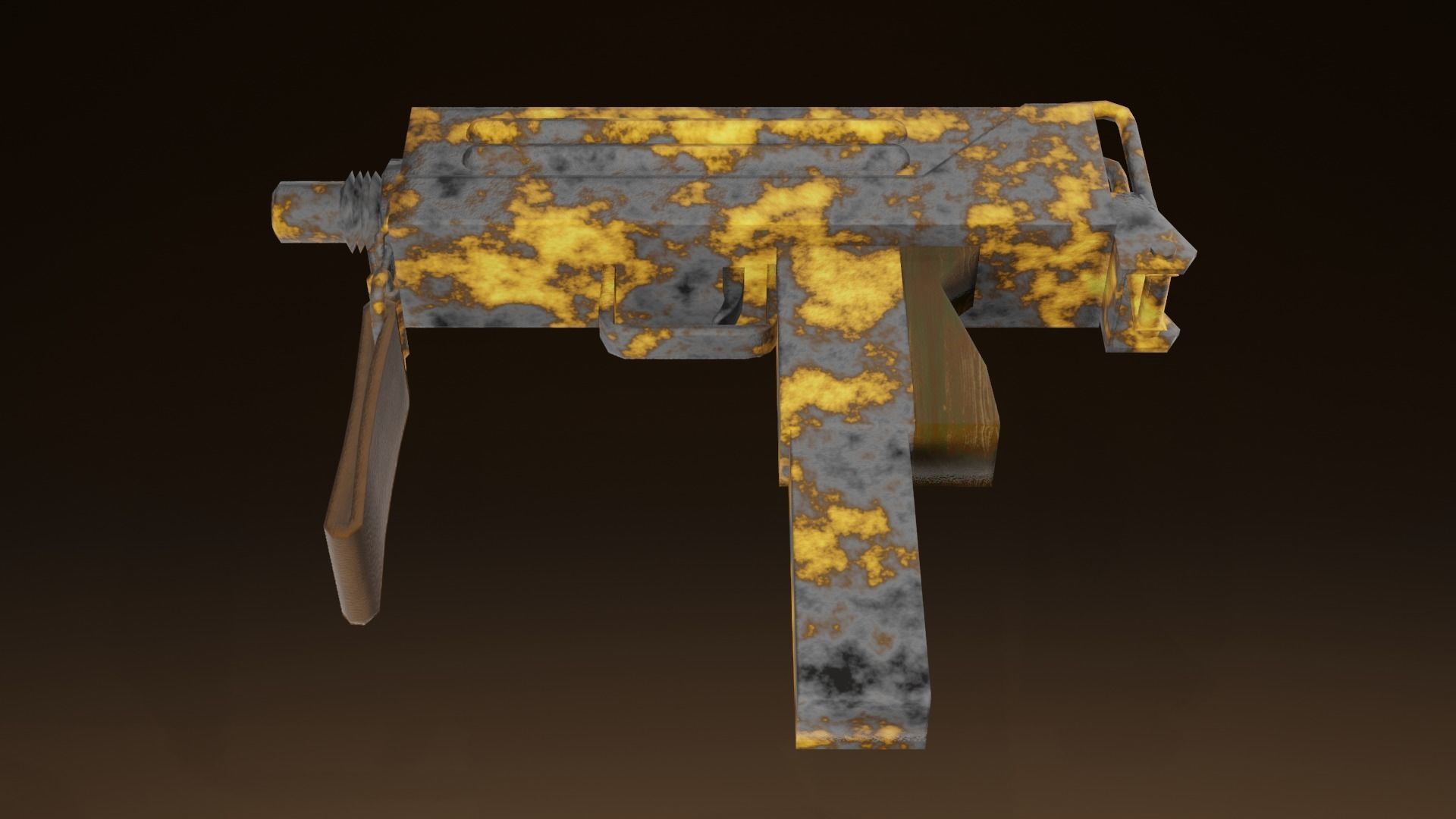 Three stylized Mac-10 PBR game ready Low-poly 3D models Low-poly 3D model_3